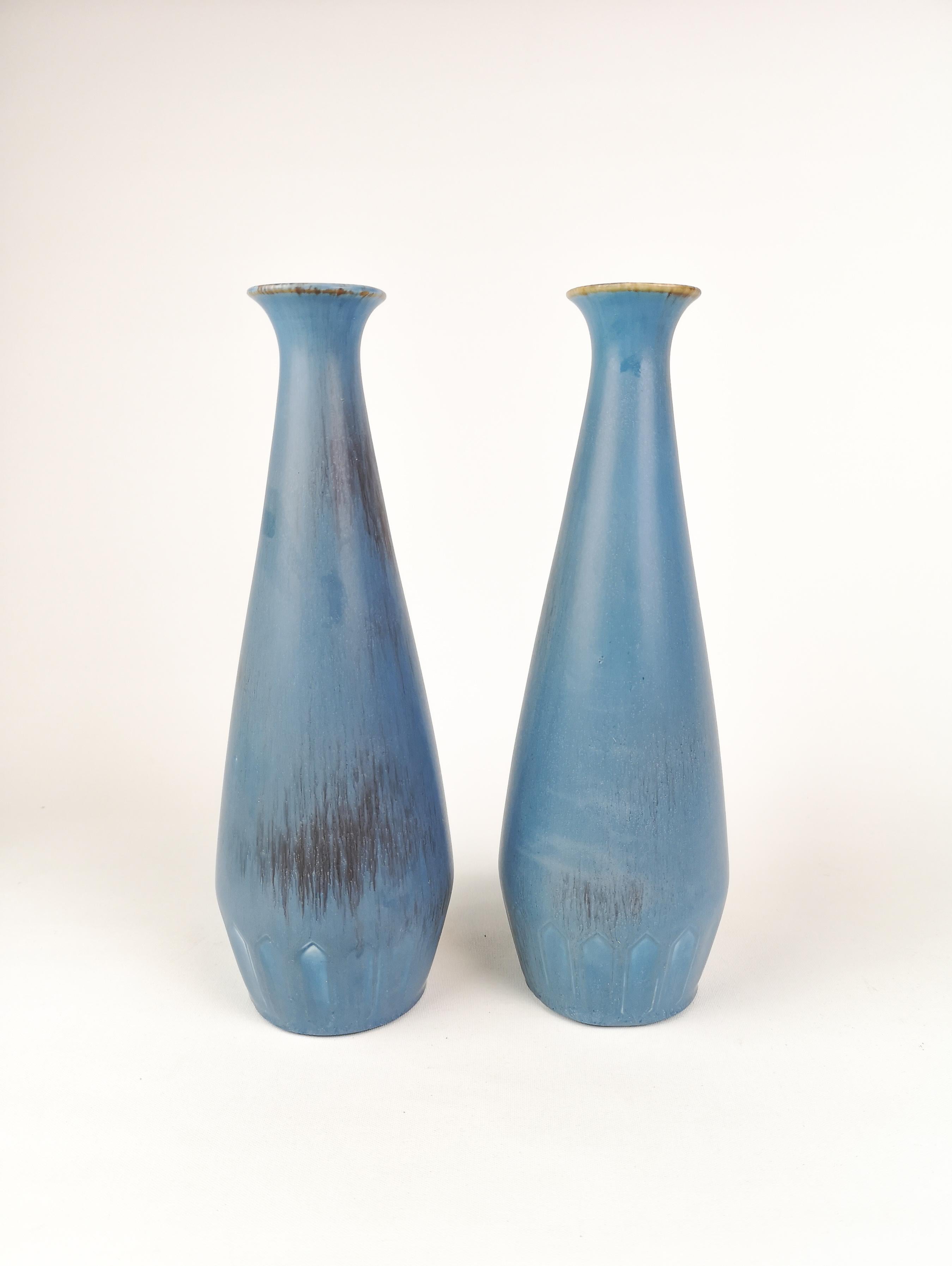 Mid-Century Modern Pair of Gunnar Nylund Ceramic Vases by Rörstrand in Sweden