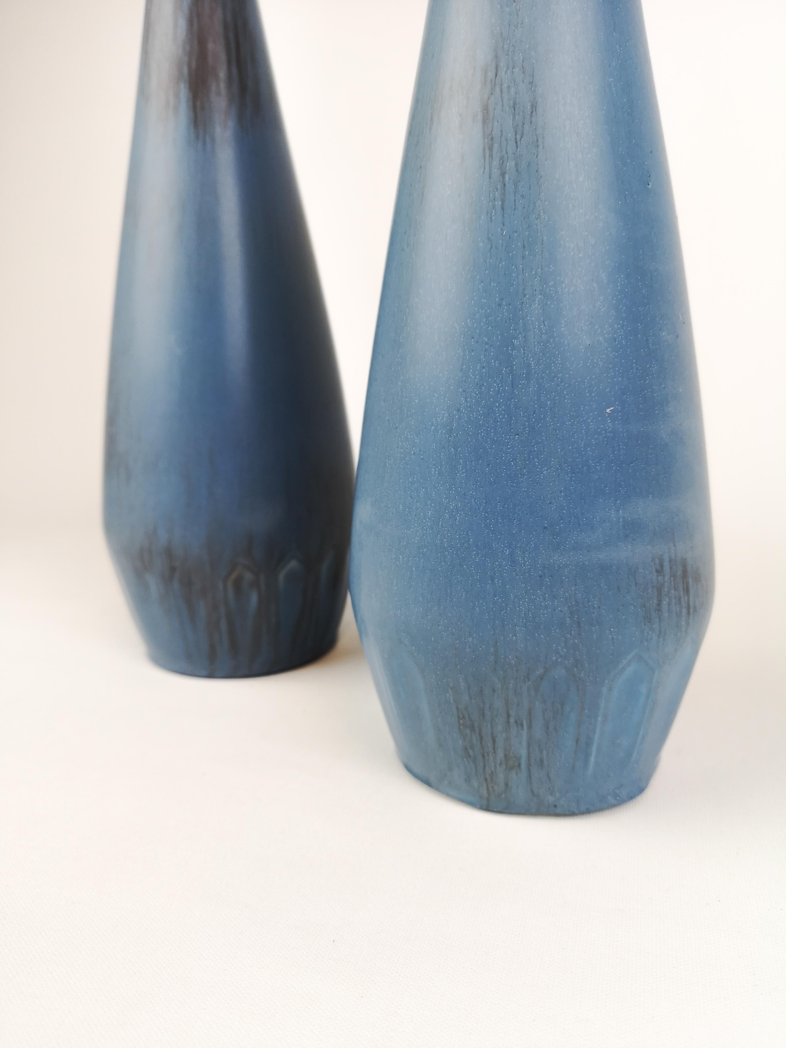 Mid-20th Century Pair of Gunnar Nylund Ceramic Vases by Rörstrand in Sweden