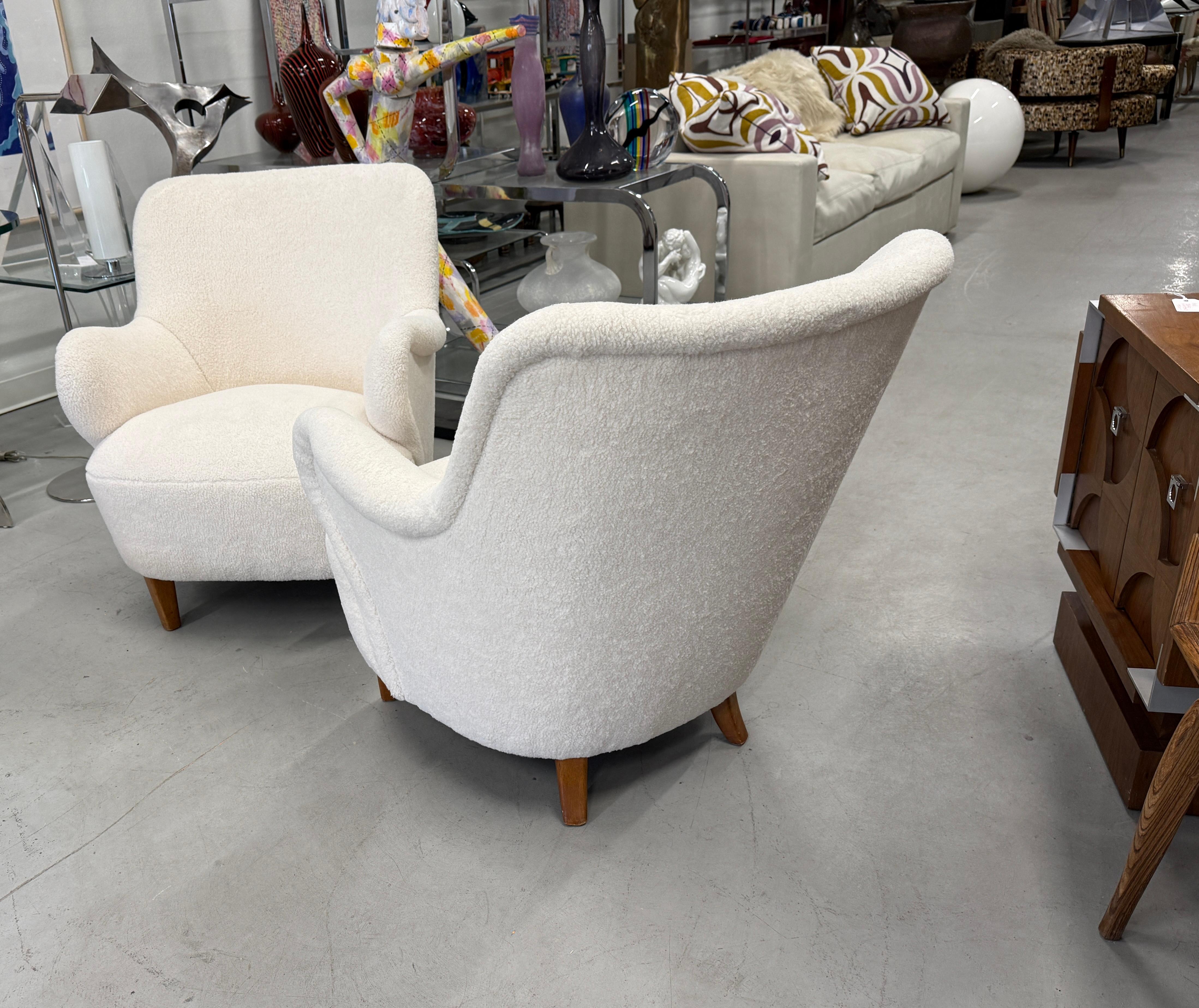 Tappezzeria Coppia di poltrone svedesi Gustav Axel Berg, circa 1945 in vendita