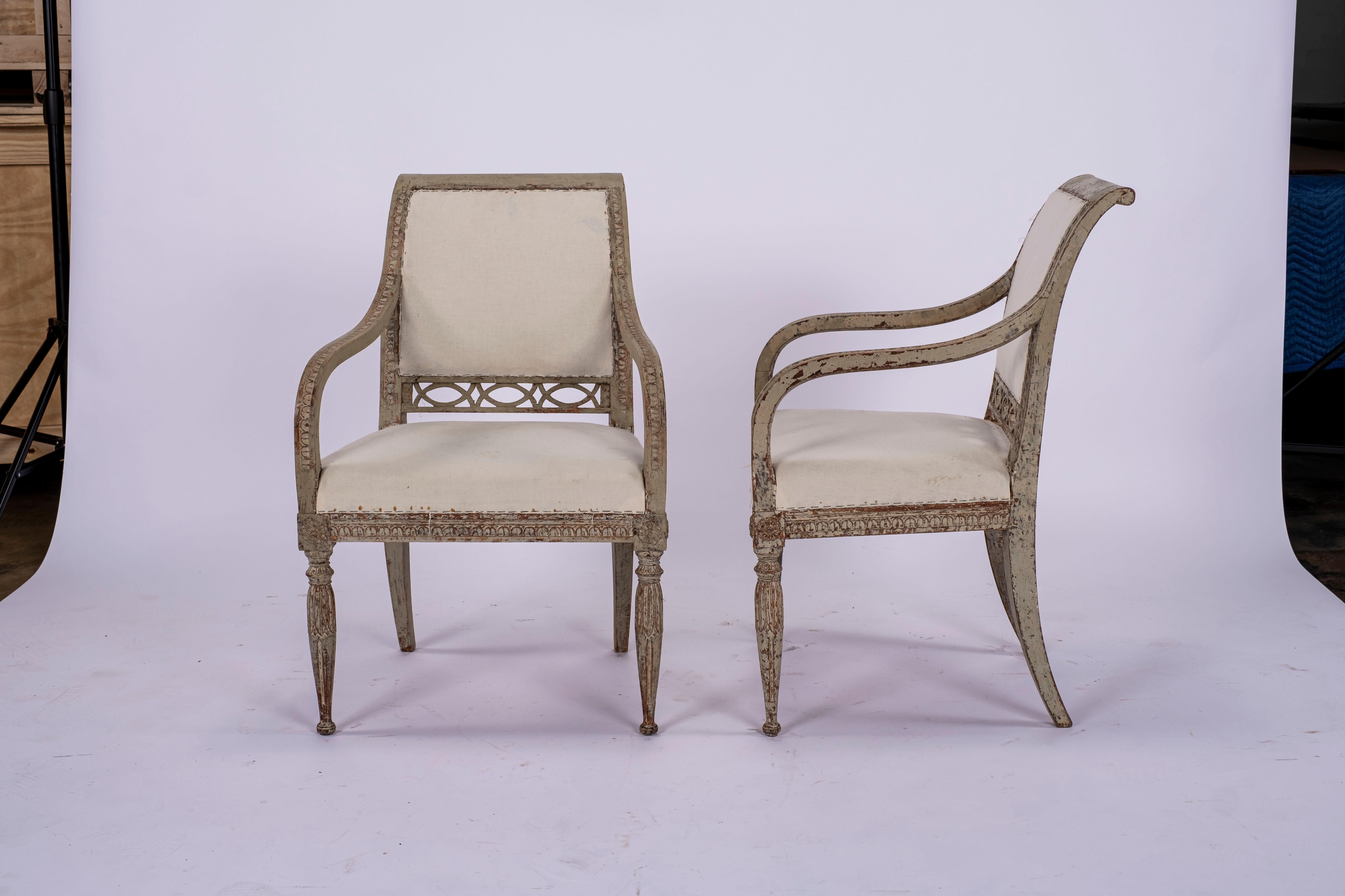 Swedish Pair of Gustavian Armchairs For Sale