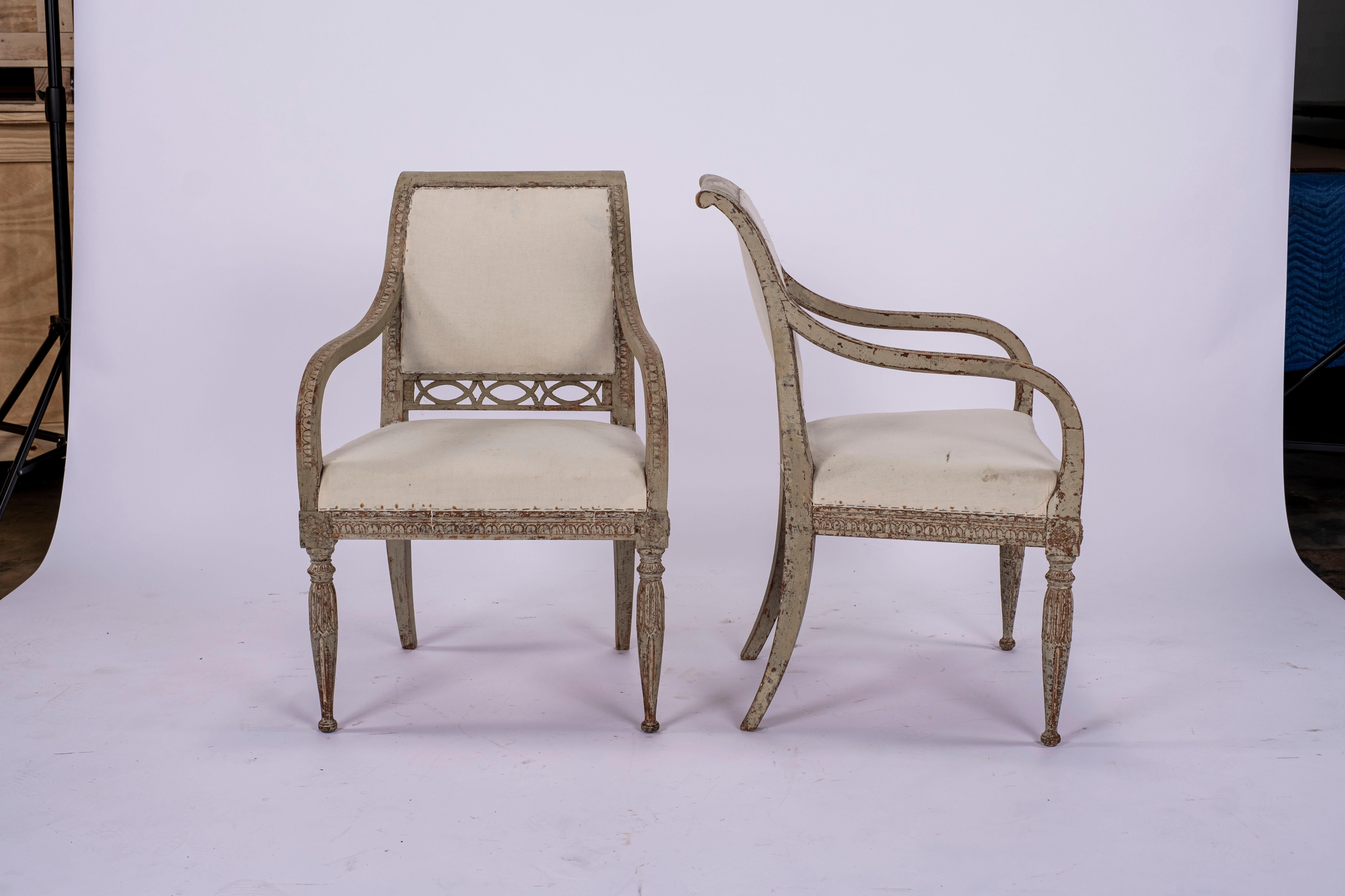 19th Century Pair of Gustavian Armchairs For Sale