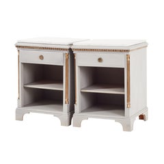 Pair of Gustavian Bedside Table wuth Marble Top