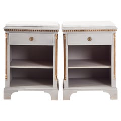 Pair of Gustavian Bedside Table wuth Marble Top