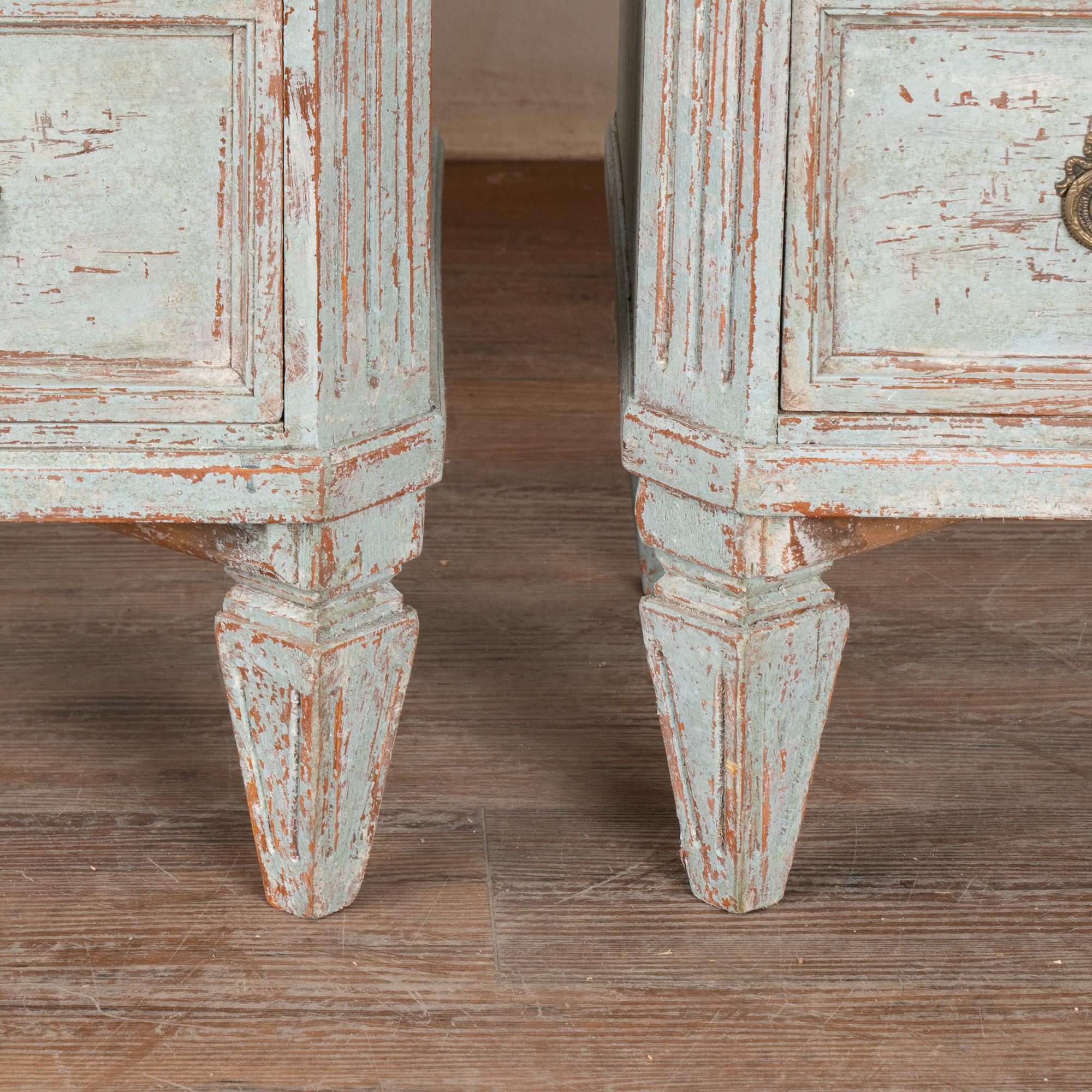 Pair of Gustavian Blue Painted Chest of Drawers, Sweden circa 1820-40 5