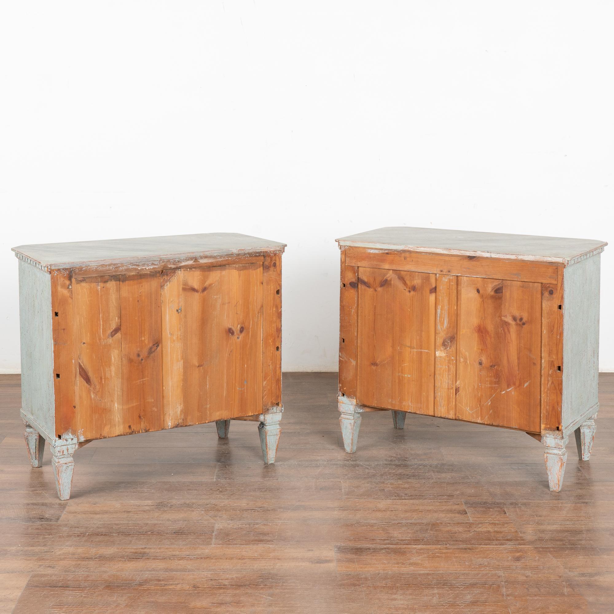 Pair of Gustavian Blue Painted Chest of Drawers, Sweden circa 1820-40 6