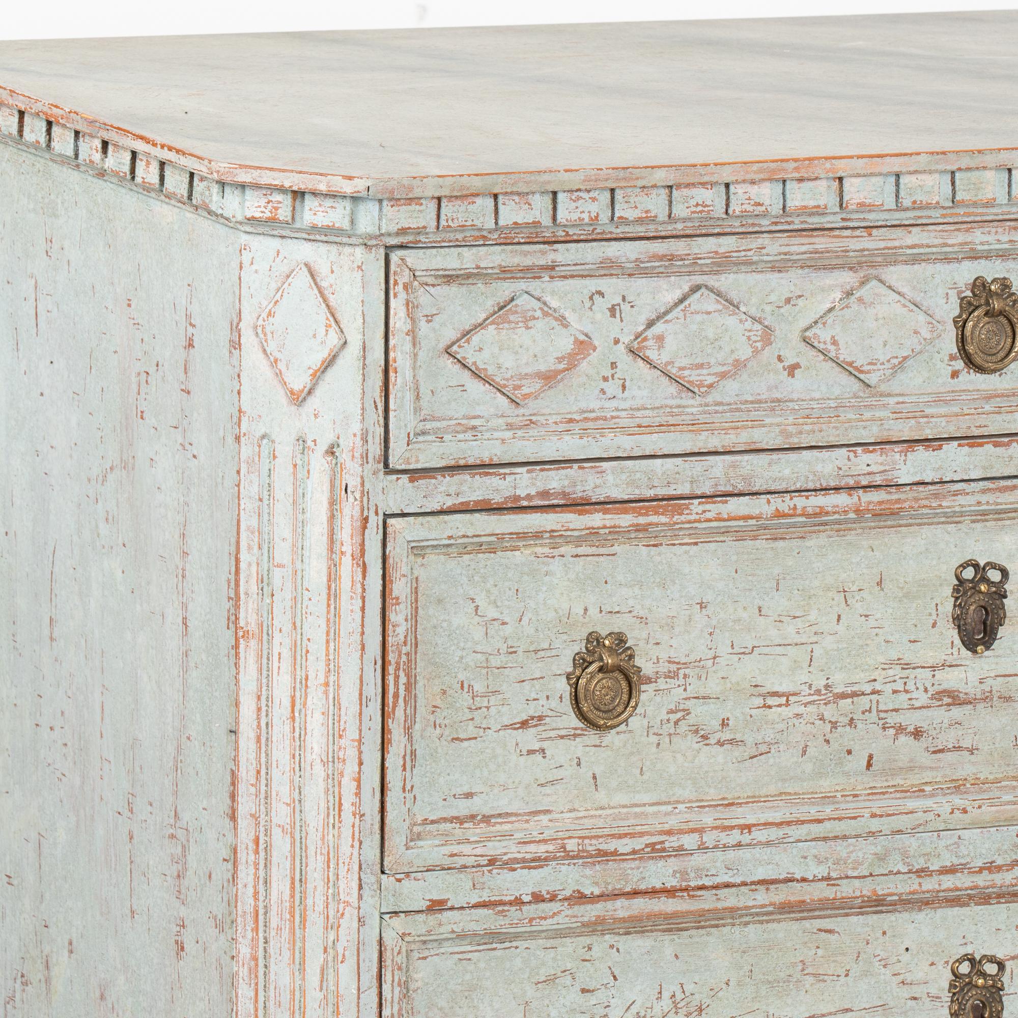 Pair of Gustavian Blue Painted Chest of Drawers, Sweden circa 1820-40 1