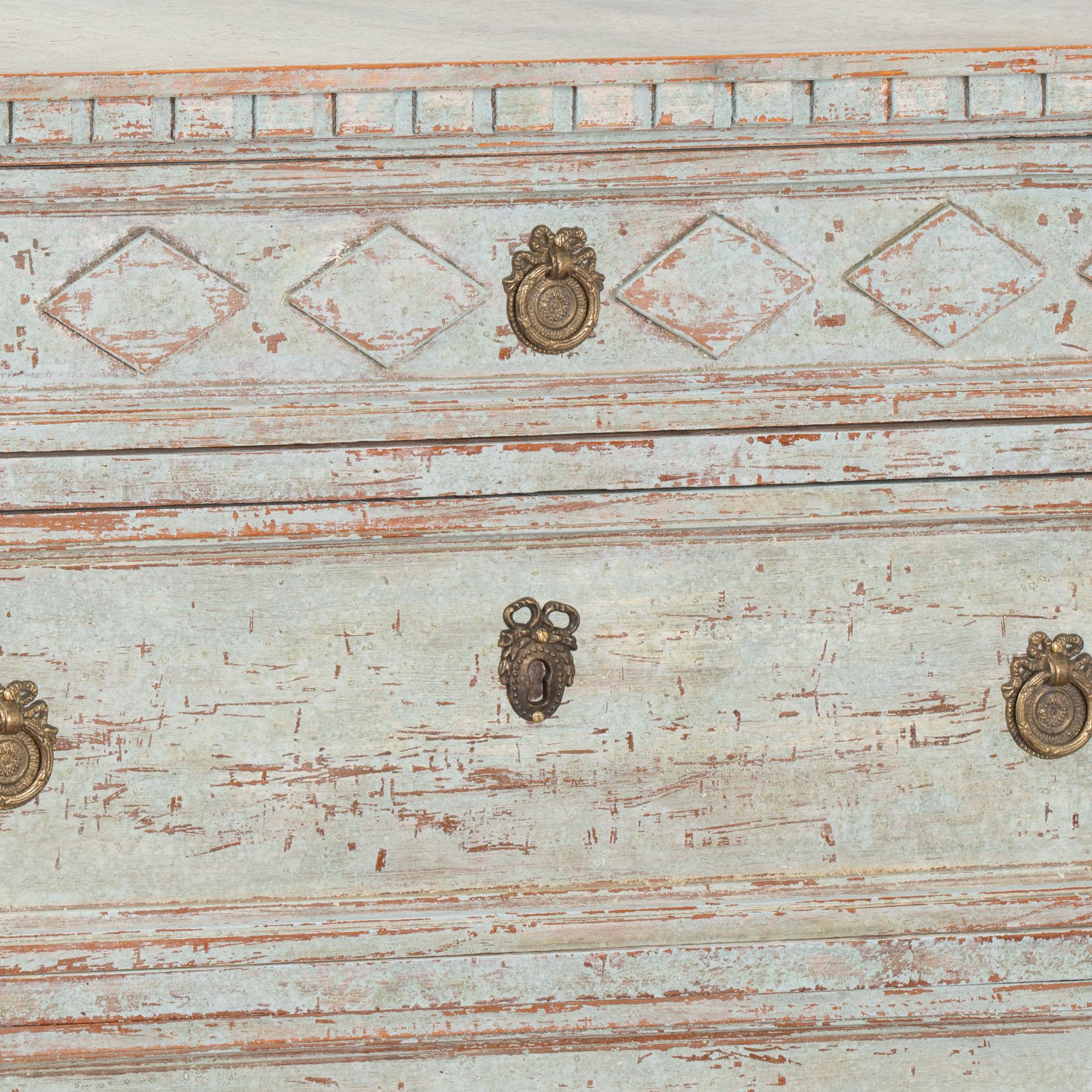 Pair of Gustavian Blue Painted Chest of Drawers, Sweden circa 1820-40 2