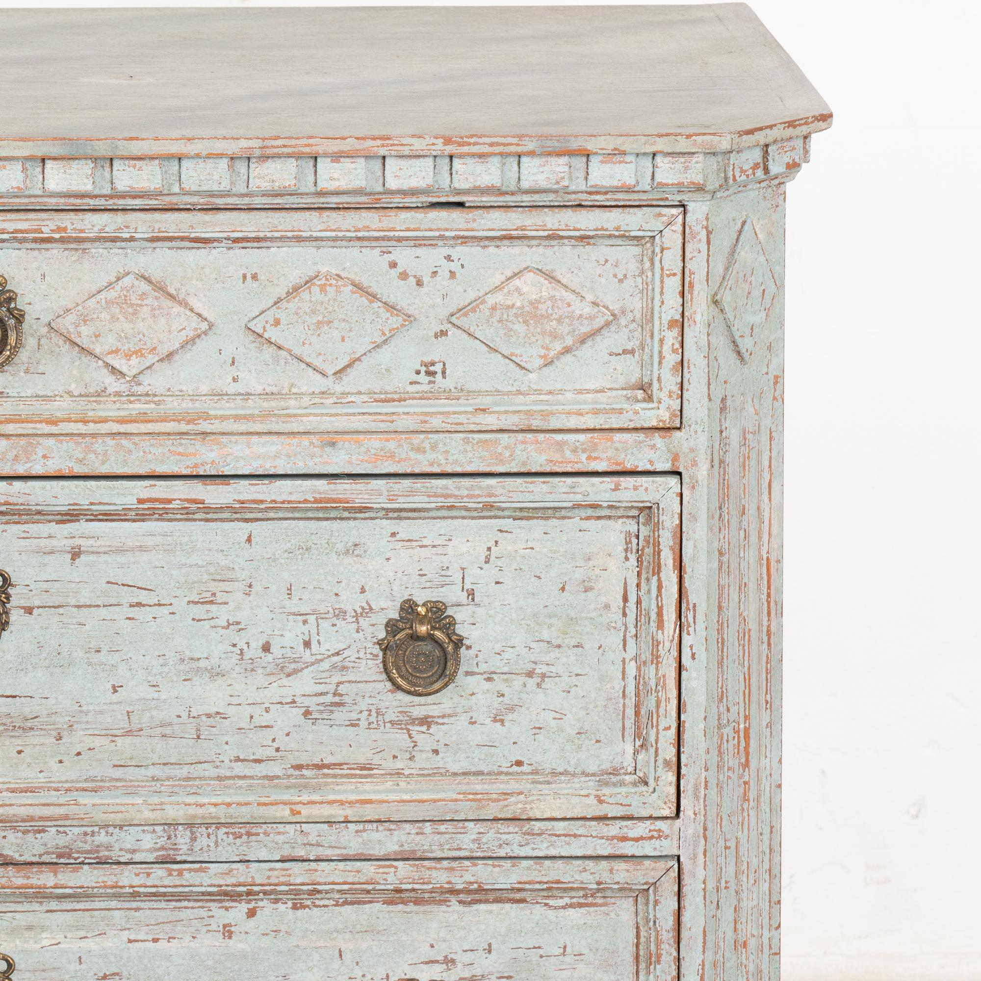 Pair of Gustavian Blue Painted Chest of Drawers, Sweden circa 1820-40 3