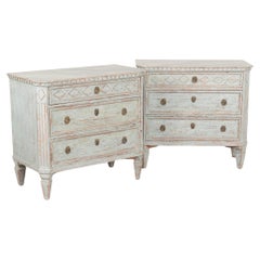 Pair of Gustavian Blue Painted Chest of Drawers, Sweden circa 1820-40