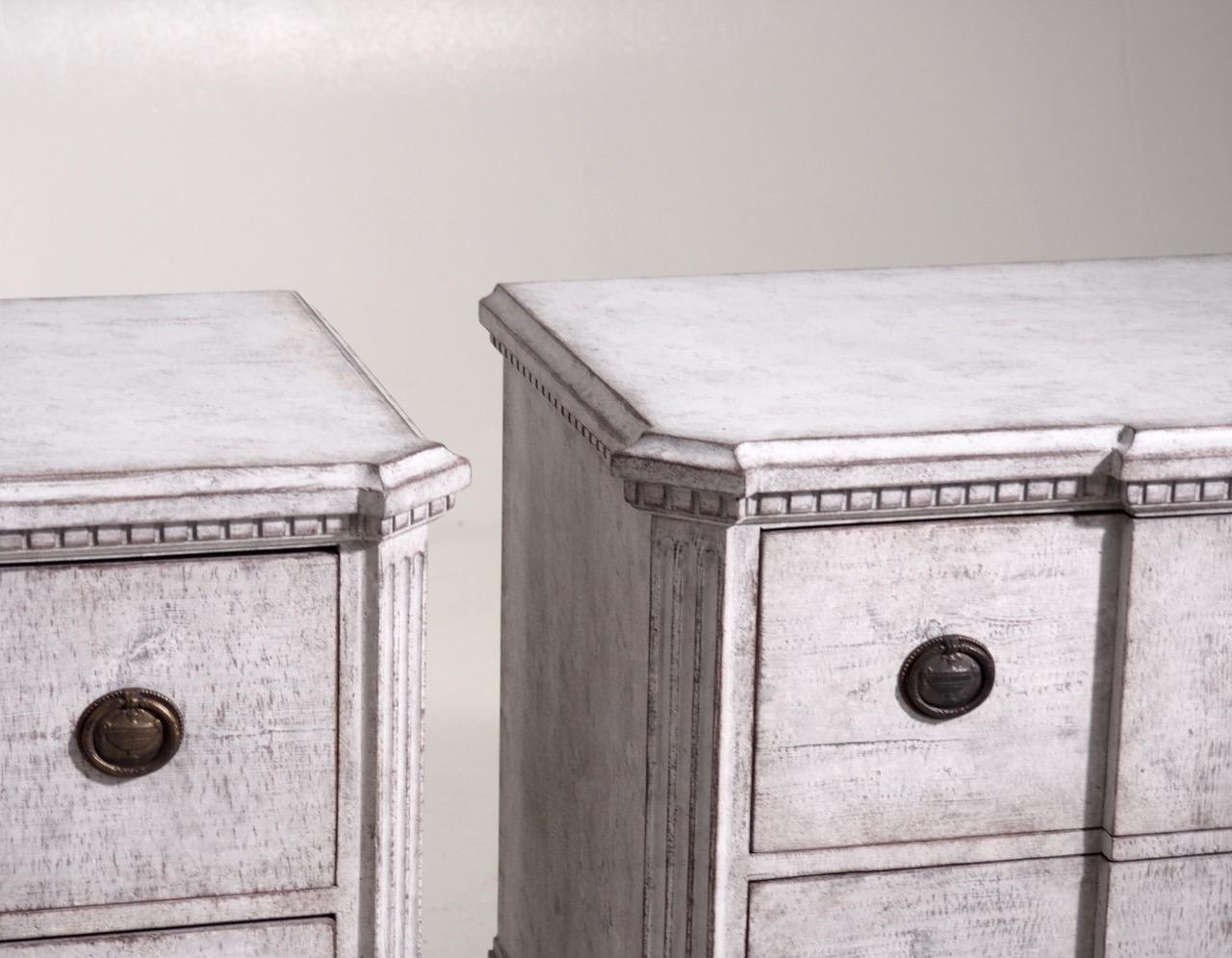 Pair of Gustavian break-front chests, 19th century.