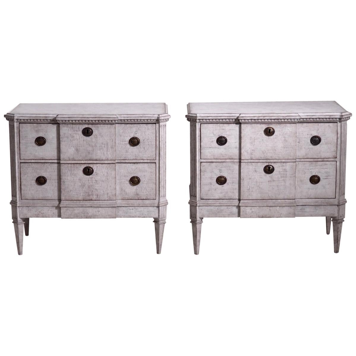 Pair of Gustavian Break-Front Chests, 19th Century