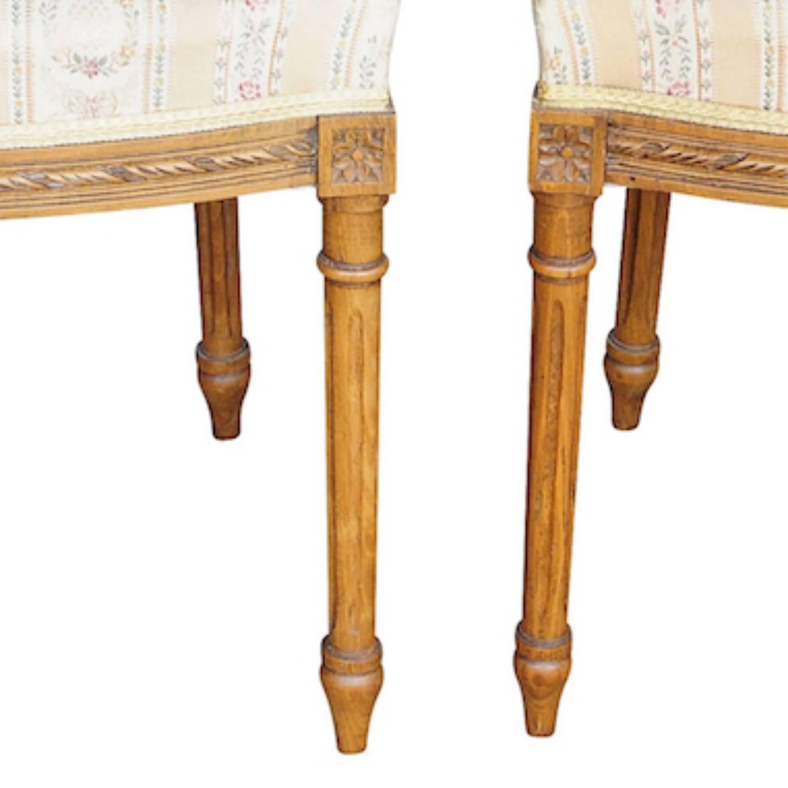 Swedish Pair of Gustavian Carved Canework Dining Chairs Natural Finish, Early 1900s For Sale