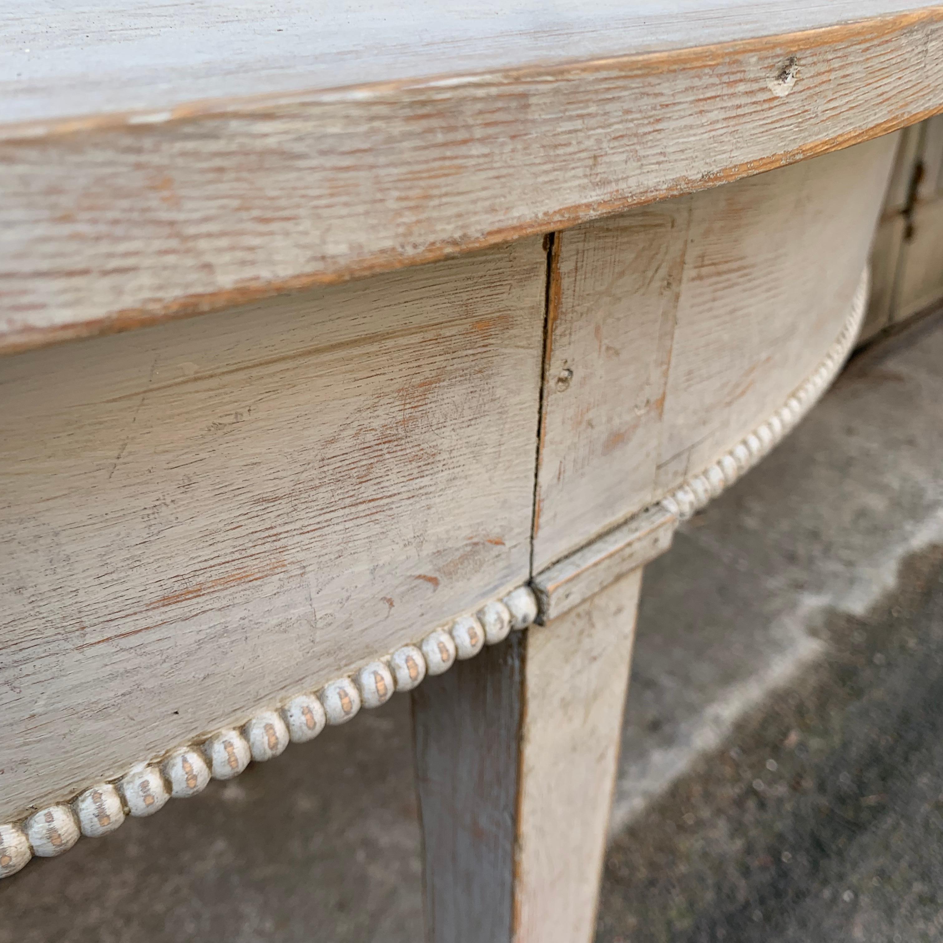 Pair Of 19th Century Gustavian Demilune Console Tables With Two Drawers 5