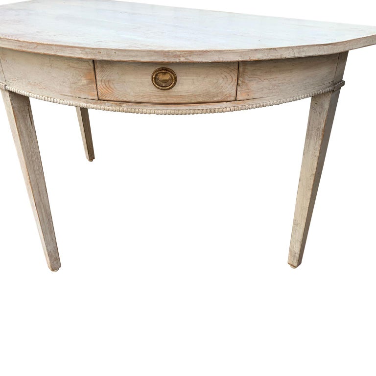 Pair Of 19th Century Gustavian Demilune Console Tables With Two Drawers ...