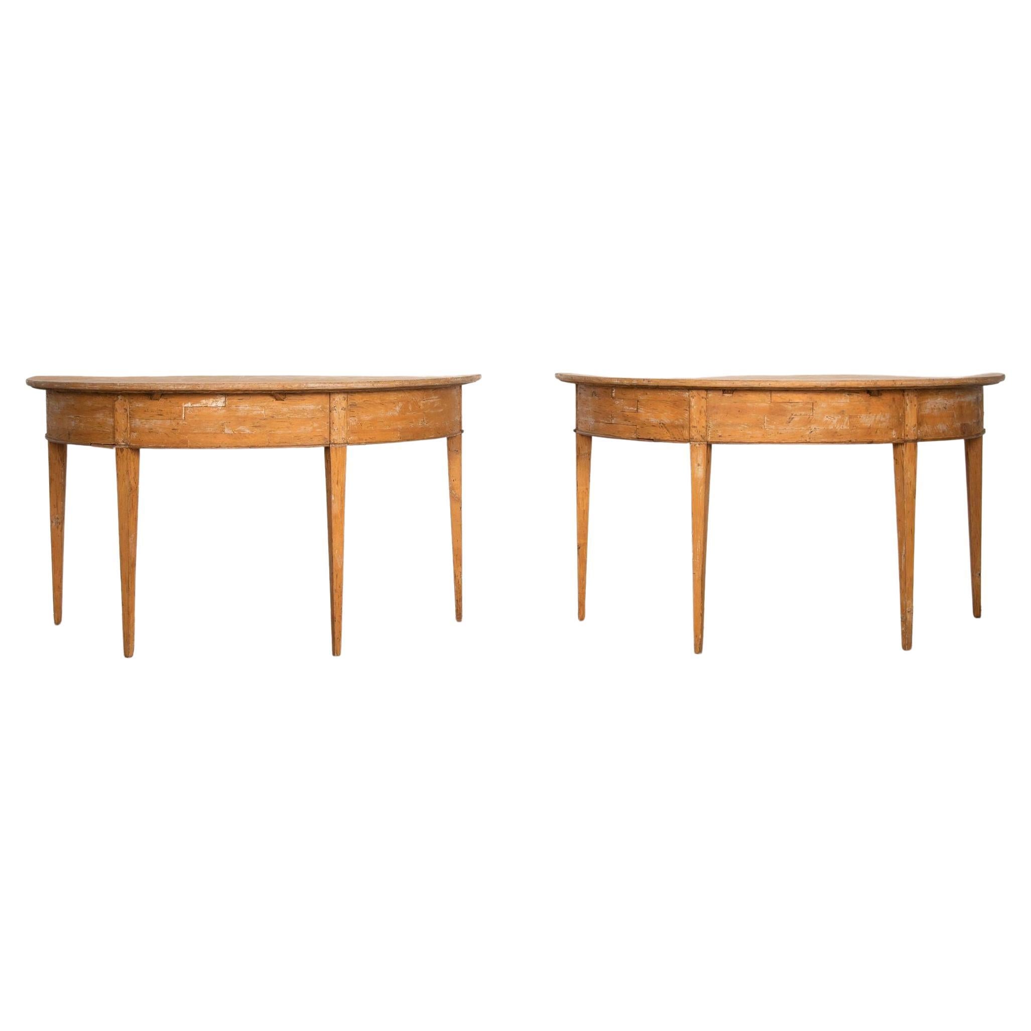 Pair of Gustavian Demilune Tables For Sale