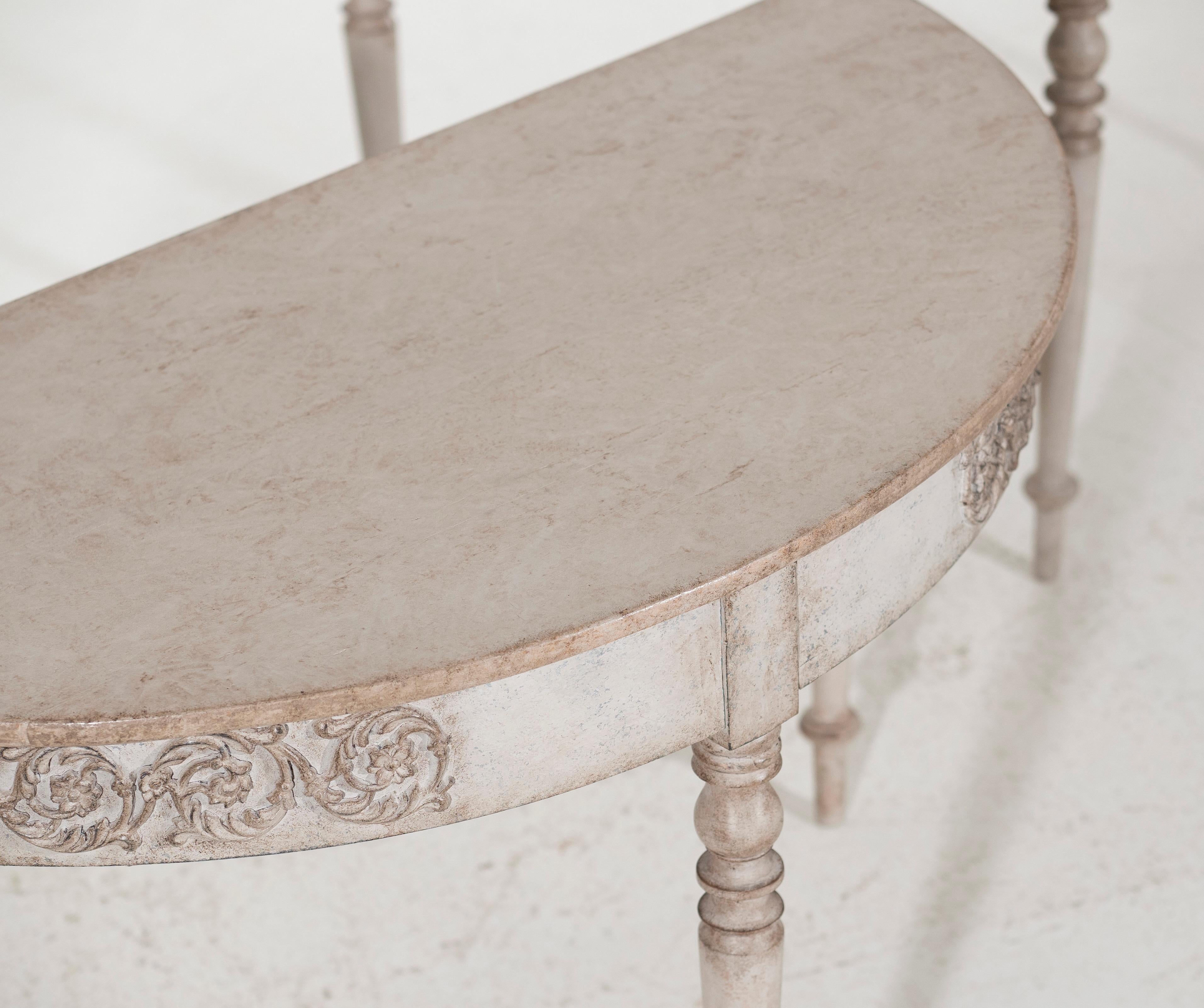 Pair of Gustavian half-moon tables, 19th C. For Sale 1