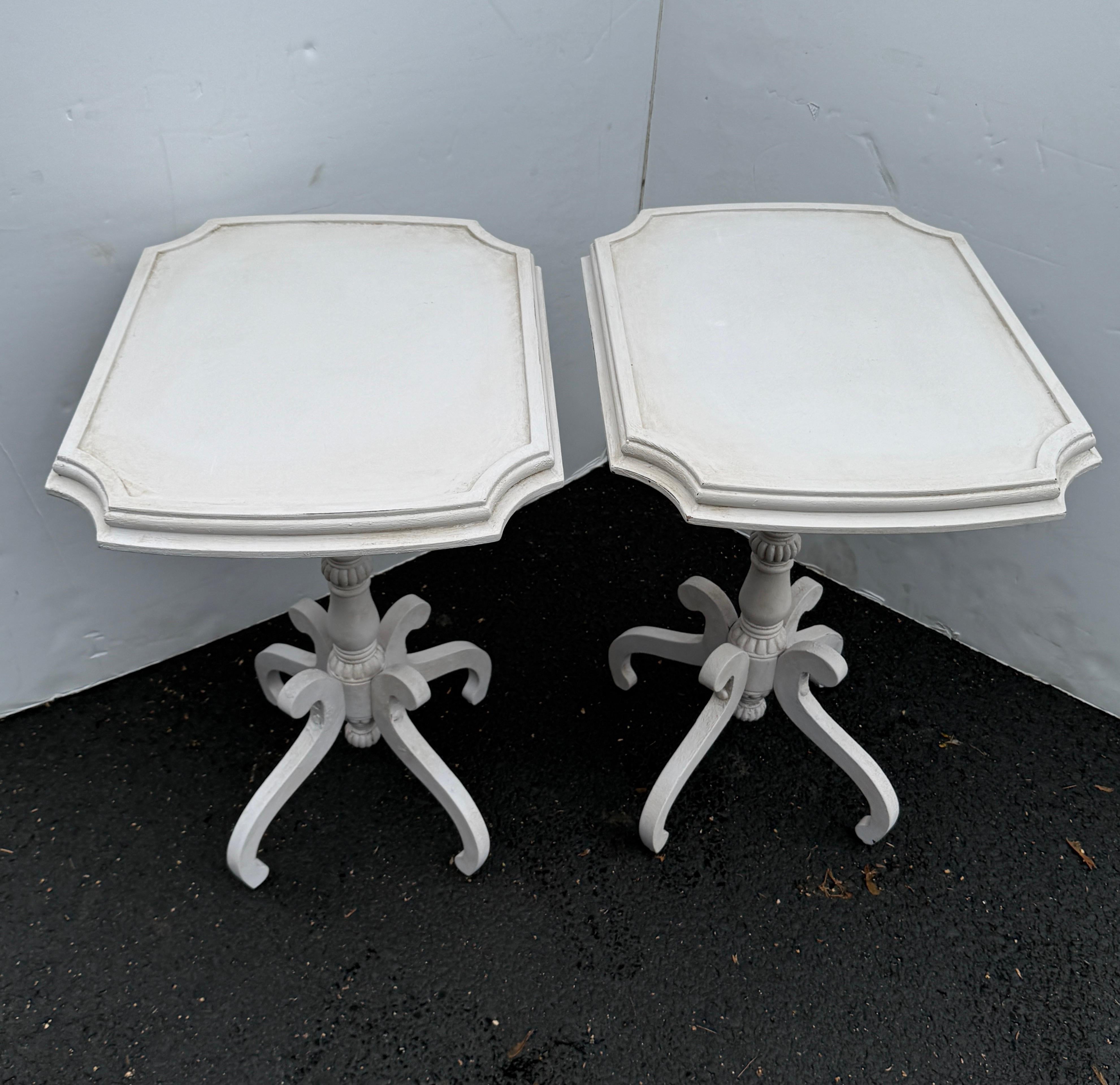 Pair of Painted Side End Tables Bedside For Sale 1