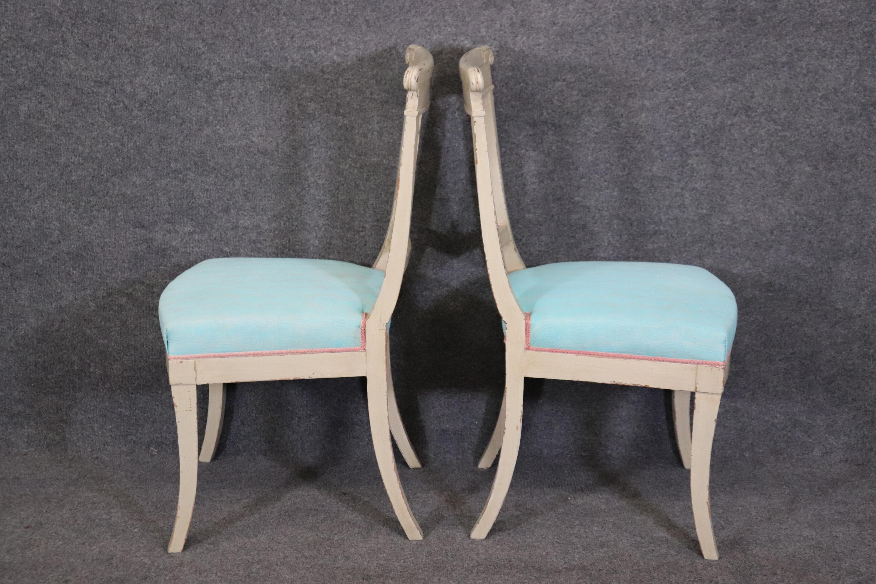 Mid-20th Century Pair of Gustavian or Swedish Style Gray Painted Side Chairs Circa 1940 For Sale