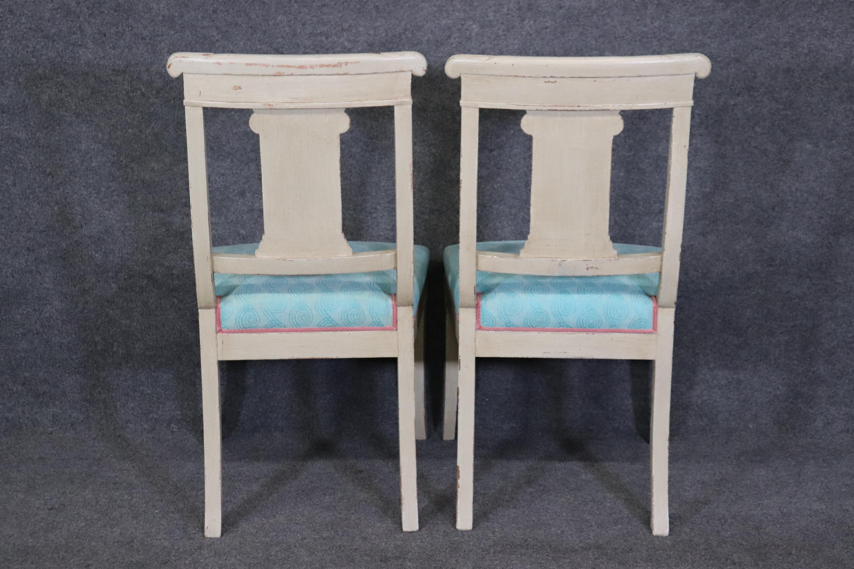 Walnut Pair of Gustavian or Swedish Style Gray Painted Side Chairs Circa 1940 For Sale