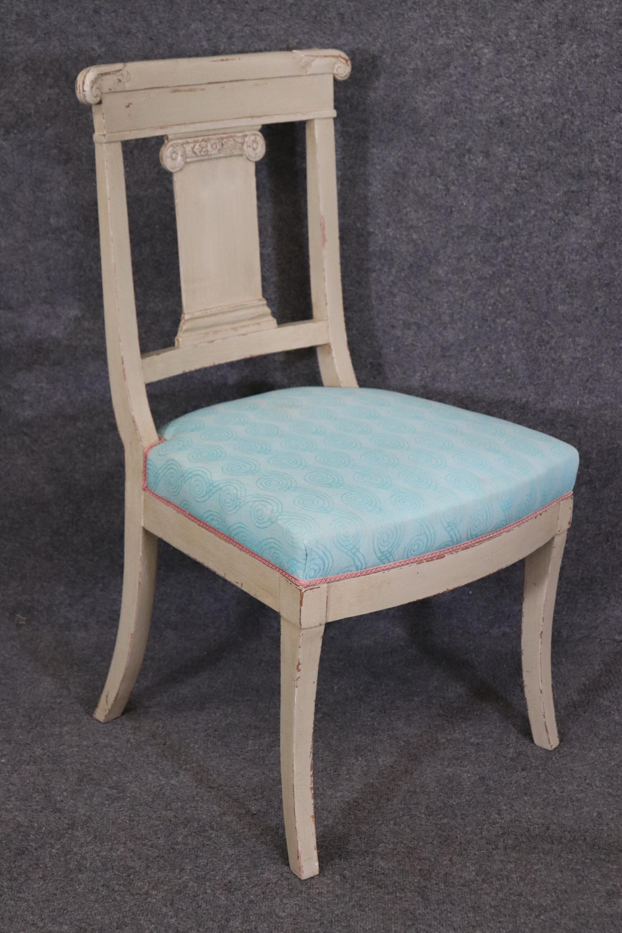 Pair of Gustavian or Swedish Style Gray Painted Side Chairs Circa 1940 For Sale 2
