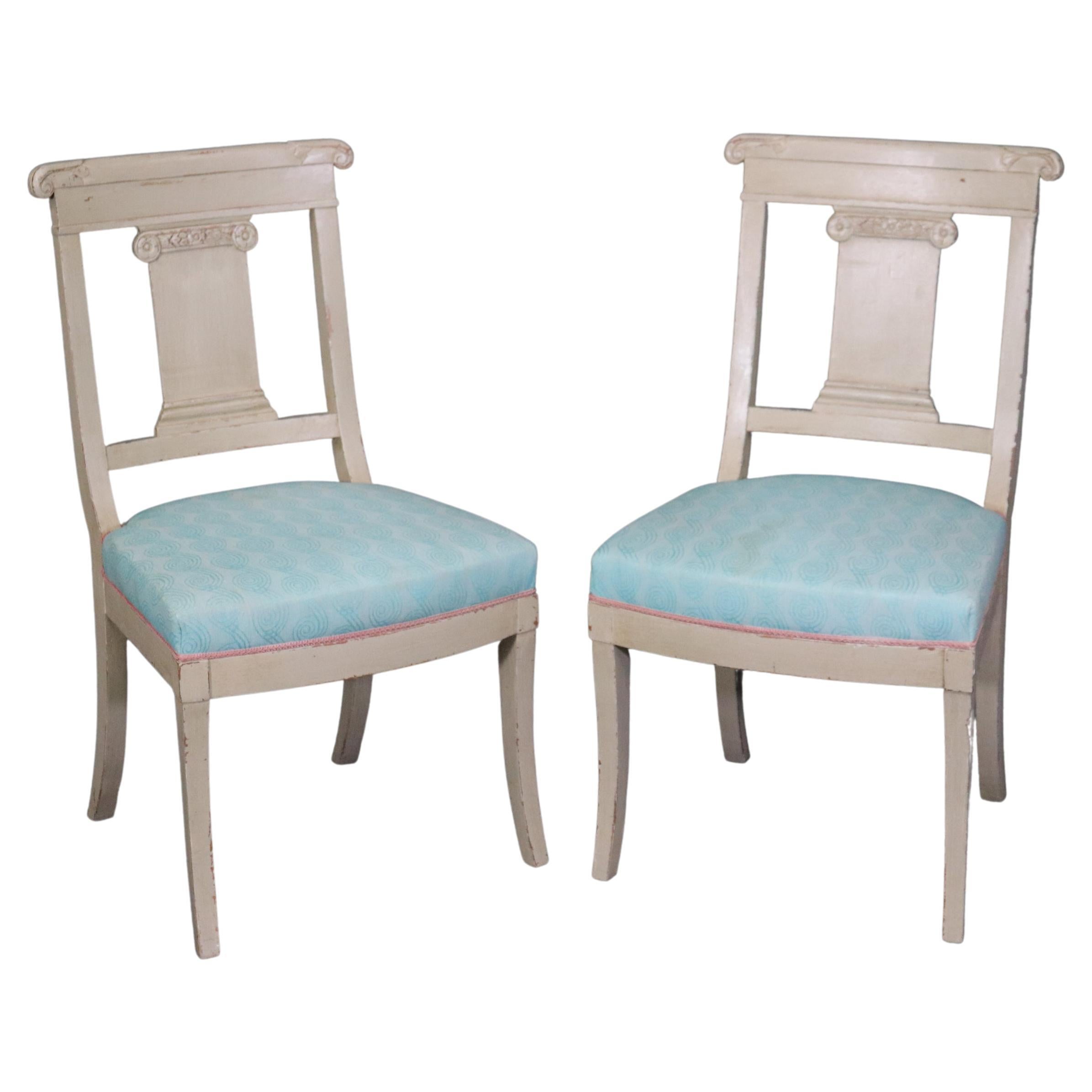 Pair of Gustavian or Swedish Style Gray Painted Side Chairs Circa 1940 For Sale