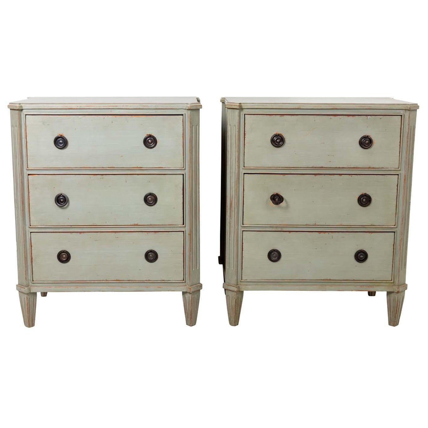 Pair of Gustavian or Swedish Style Painted Chest of Drawers For Sale