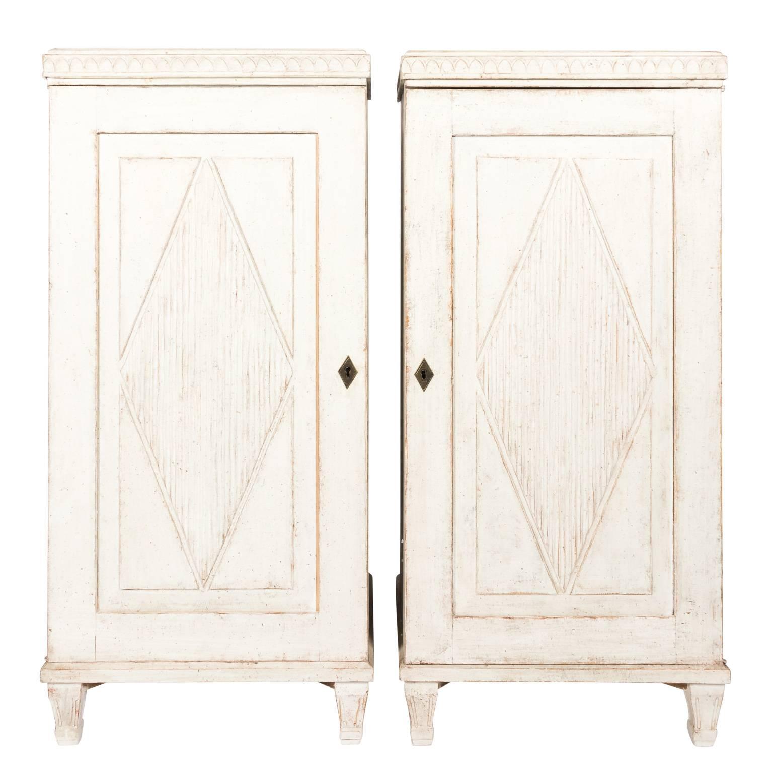 Pair of Gustavian Painted Cupboards For Sale