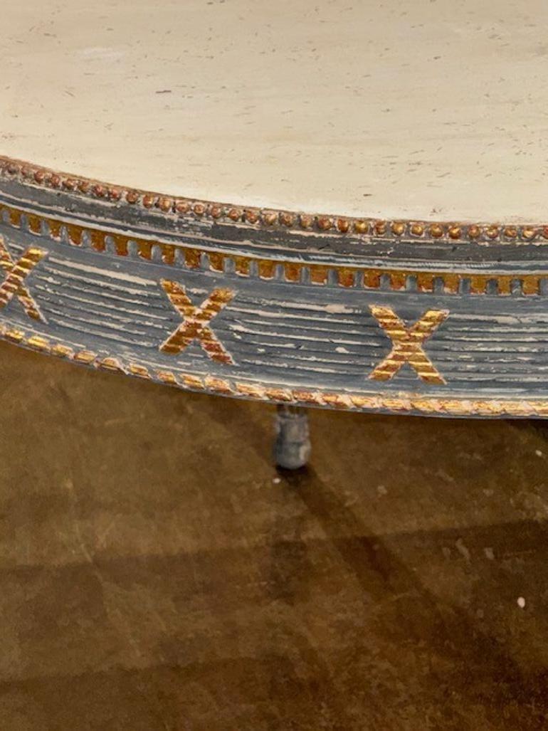 Pair of Gustavian Painted Demi-Lune Consoles In Good Condition For Sale In Dallas, TX