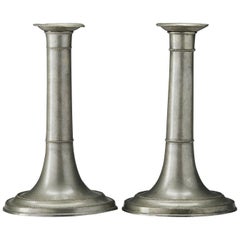 Antique Pair of Gustavian Pewter Candlesticks by Petter Olof Wellander, 1808, Ljusstakar
