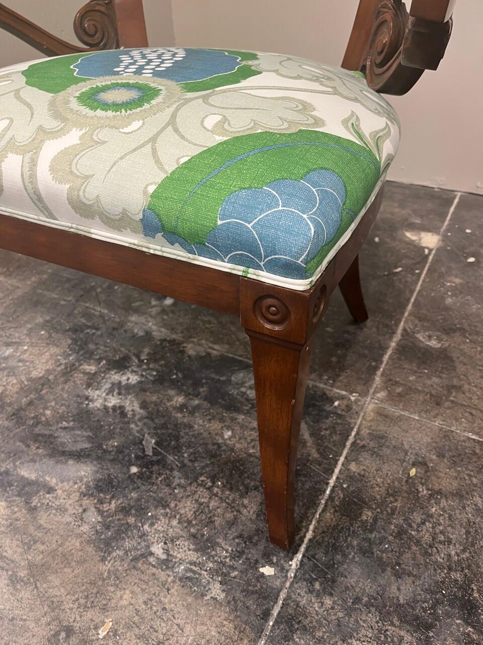 Pair of Gustavian Style Armchairs Newly Upholstered in Christopher Farr Fabric For Sale 1