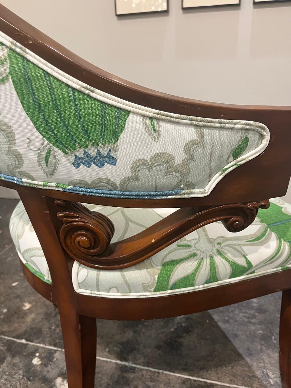 Pair of Gustavian Style Armchairs Newly Upholstered in Christopher Farr Fabric For Sale 2