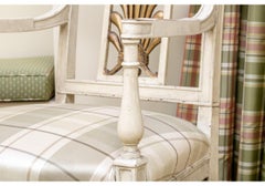 Pair Of Gustavian Style Armchairs With Gilt Plume & Shell Motif