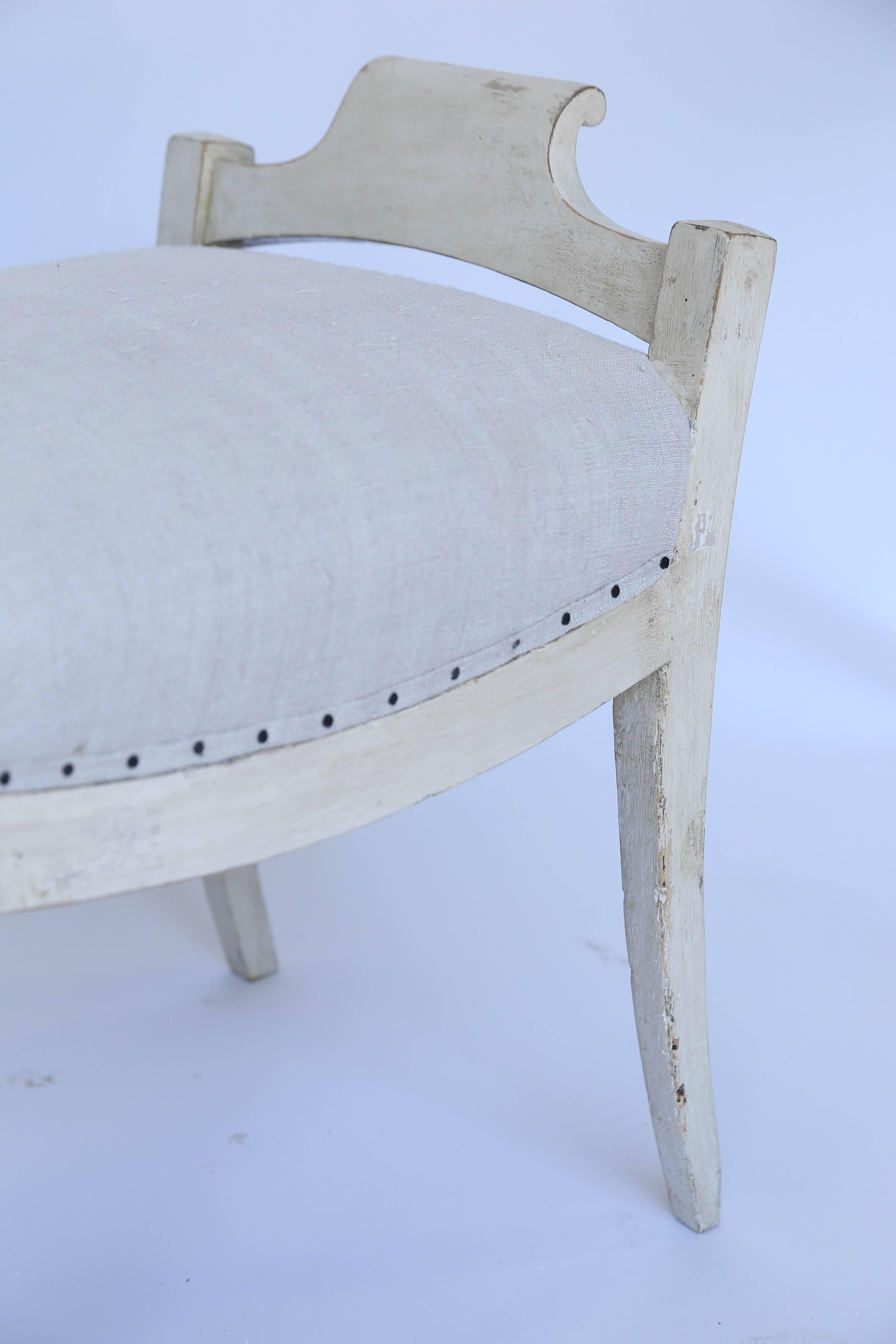 Linen Pair of Gustavian Style Benches