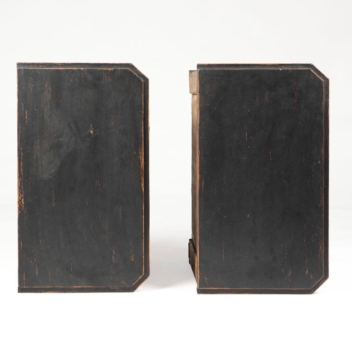 Pine Pair of Gustavian Style Black Painted Commodes, Sweden For Sale