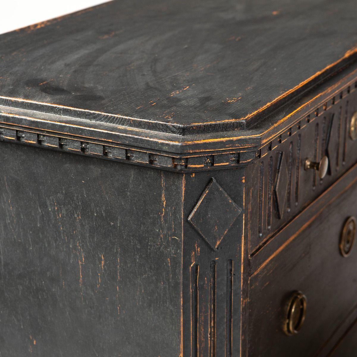 Pair of Gustavian Style Black Painted Commodes, Sweden For Sale 2