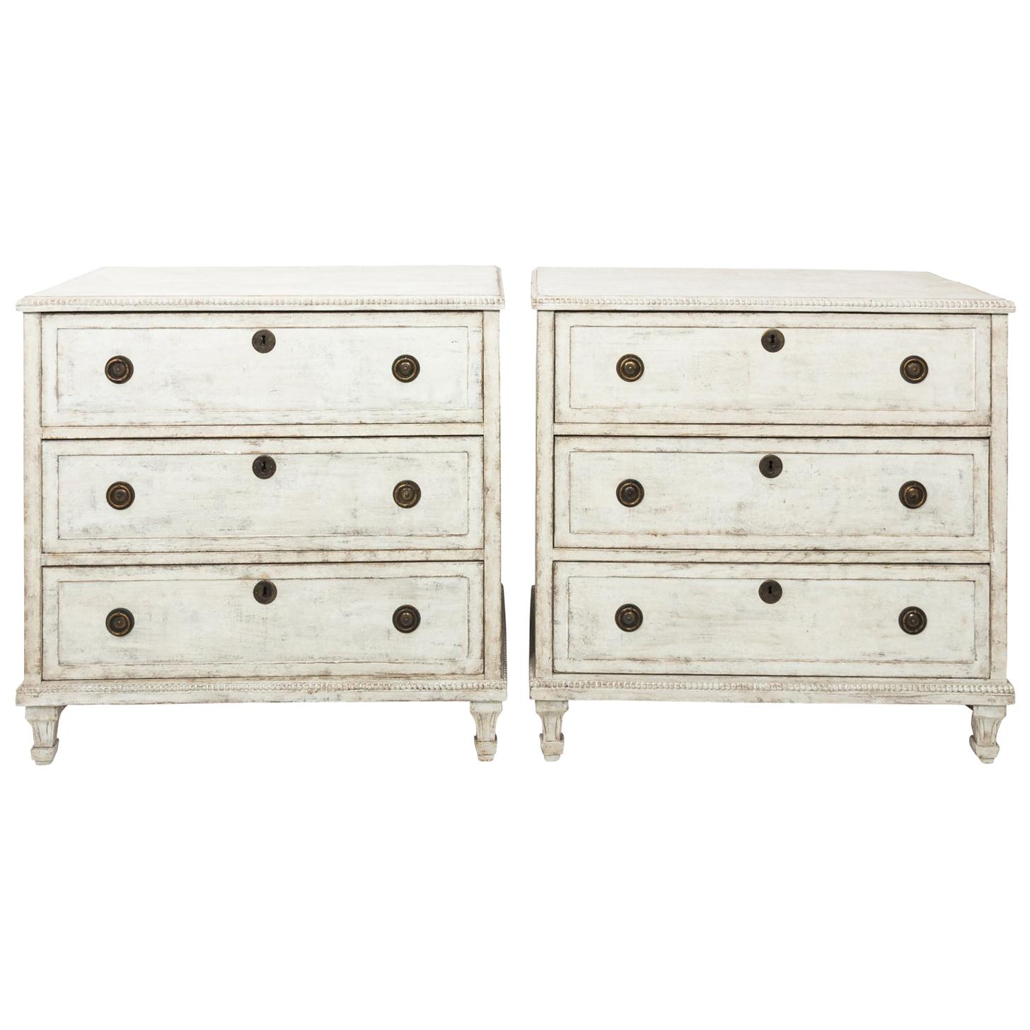 Pair of Gustavian Style Chest of Drawers For Sale