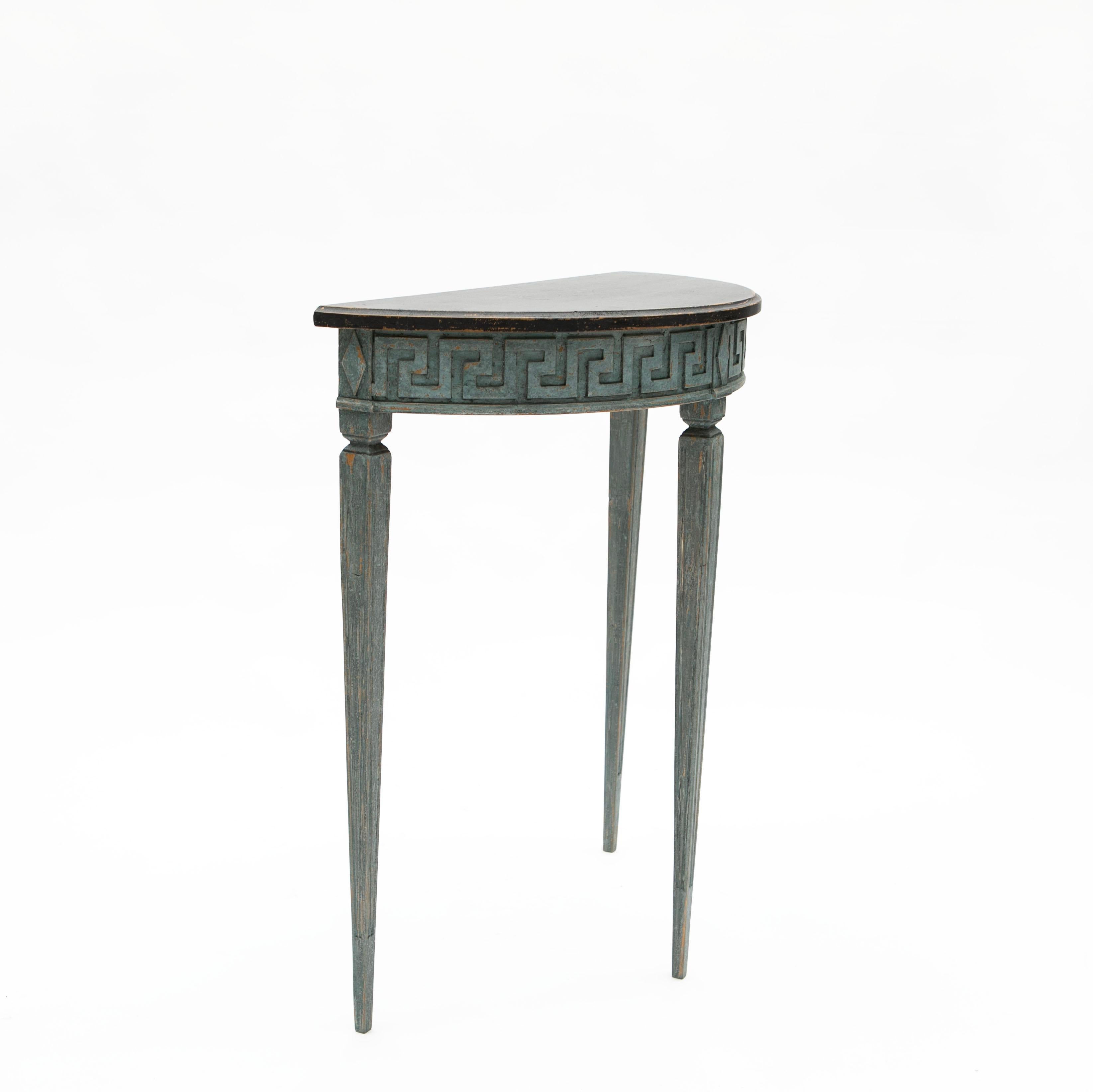 20th Century Pair of Gustavian-Style Demilune Console Tables, Sweden c. 1900