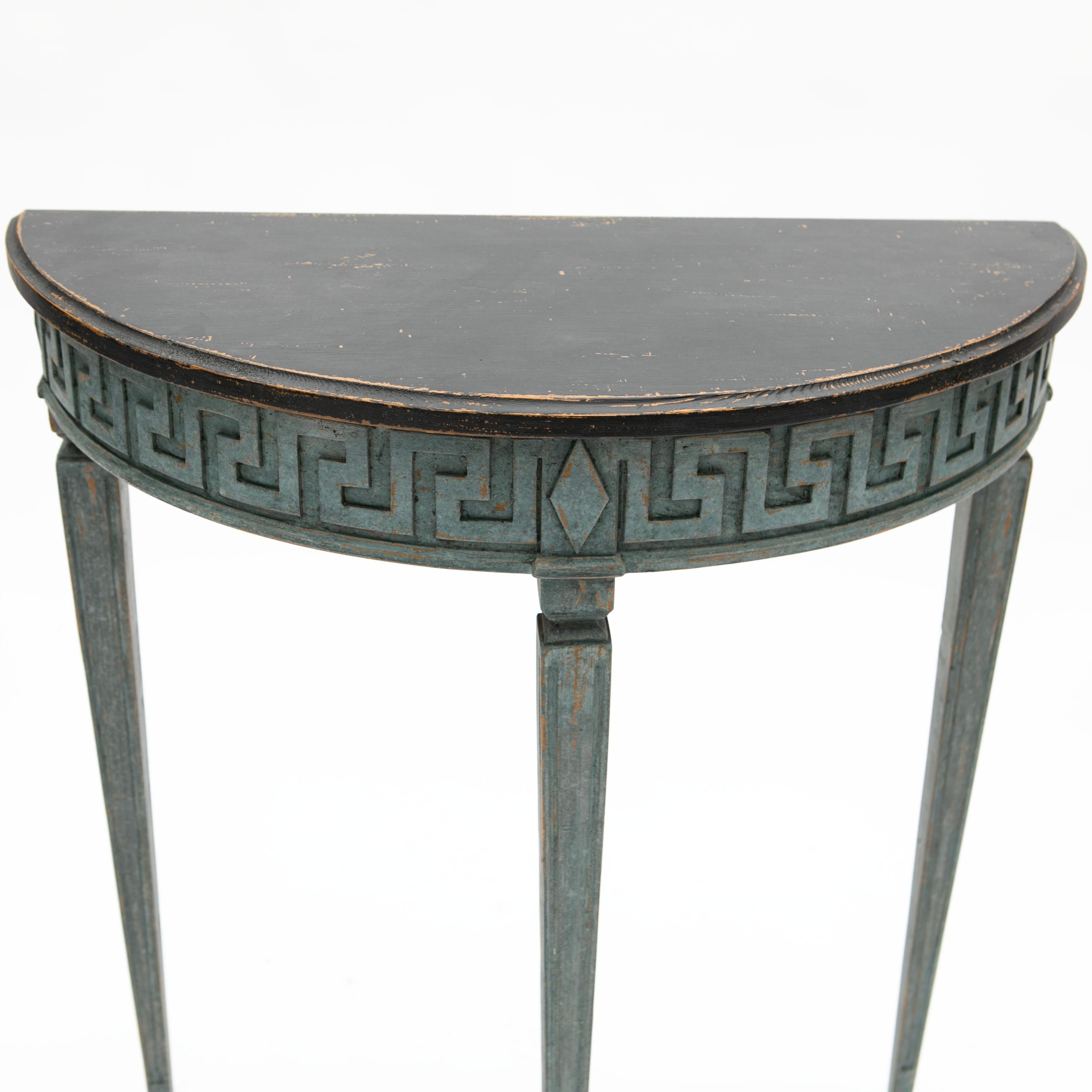 Pine Pair of Gustavian-Style Demilune Console Tables, Sweden c. 1900