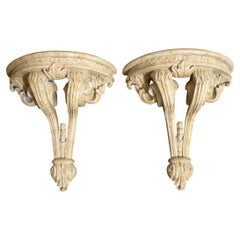 Pair of Gustavian Style Lacquered  Wall Brackets, Late 20th Century