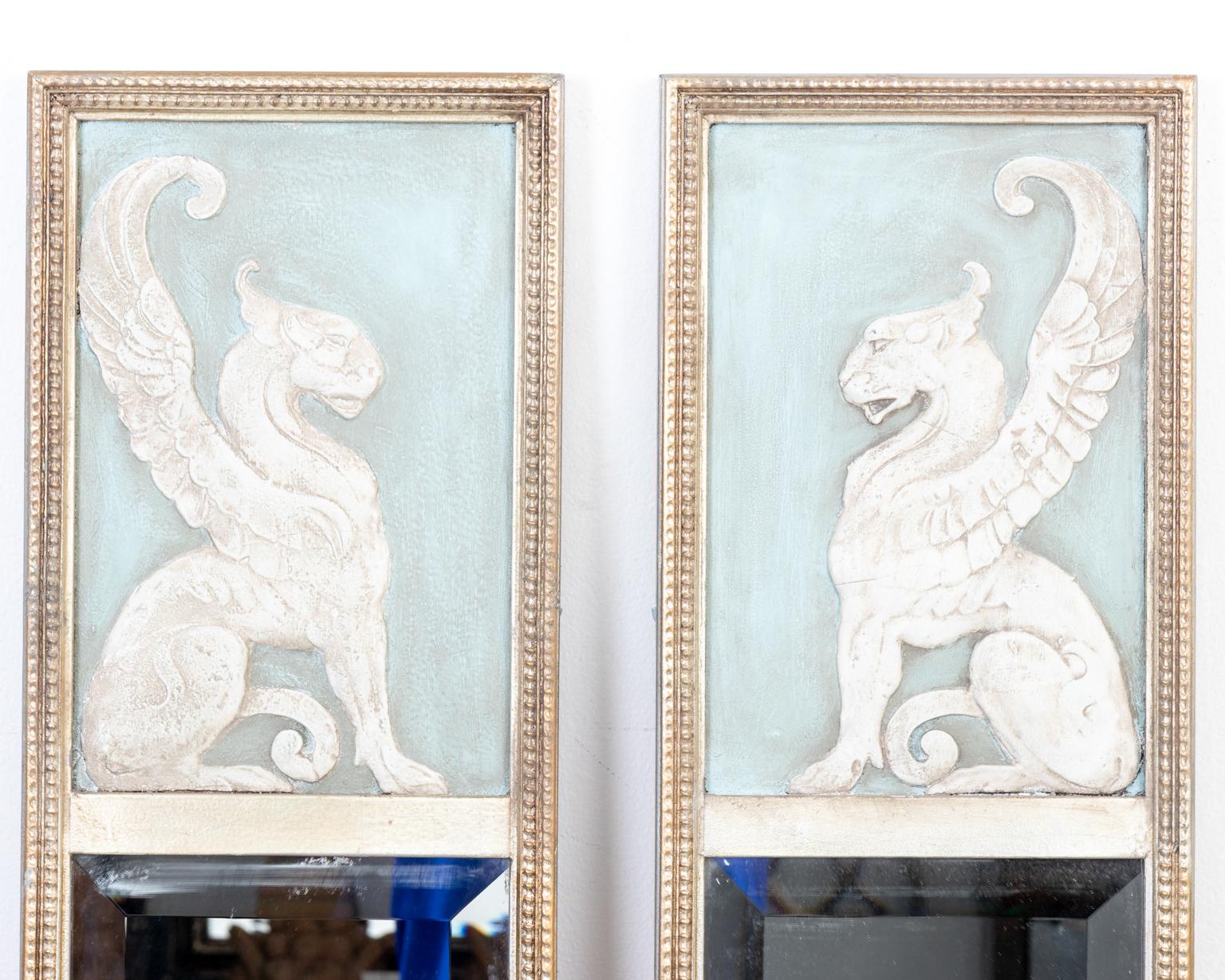 American Pair of Gustavian Style Painted and Gilt Mirrors