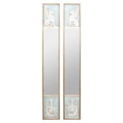 Pair of Gustavian Style Painted and Gilt Mirrors