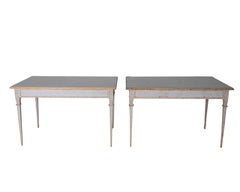 Pair of Gustavian Style Painted Tables, Repainted in Light Gray