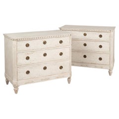 Pair of Gustavian Style White Painted Chest of Three Drawers, Sweden circa 1880