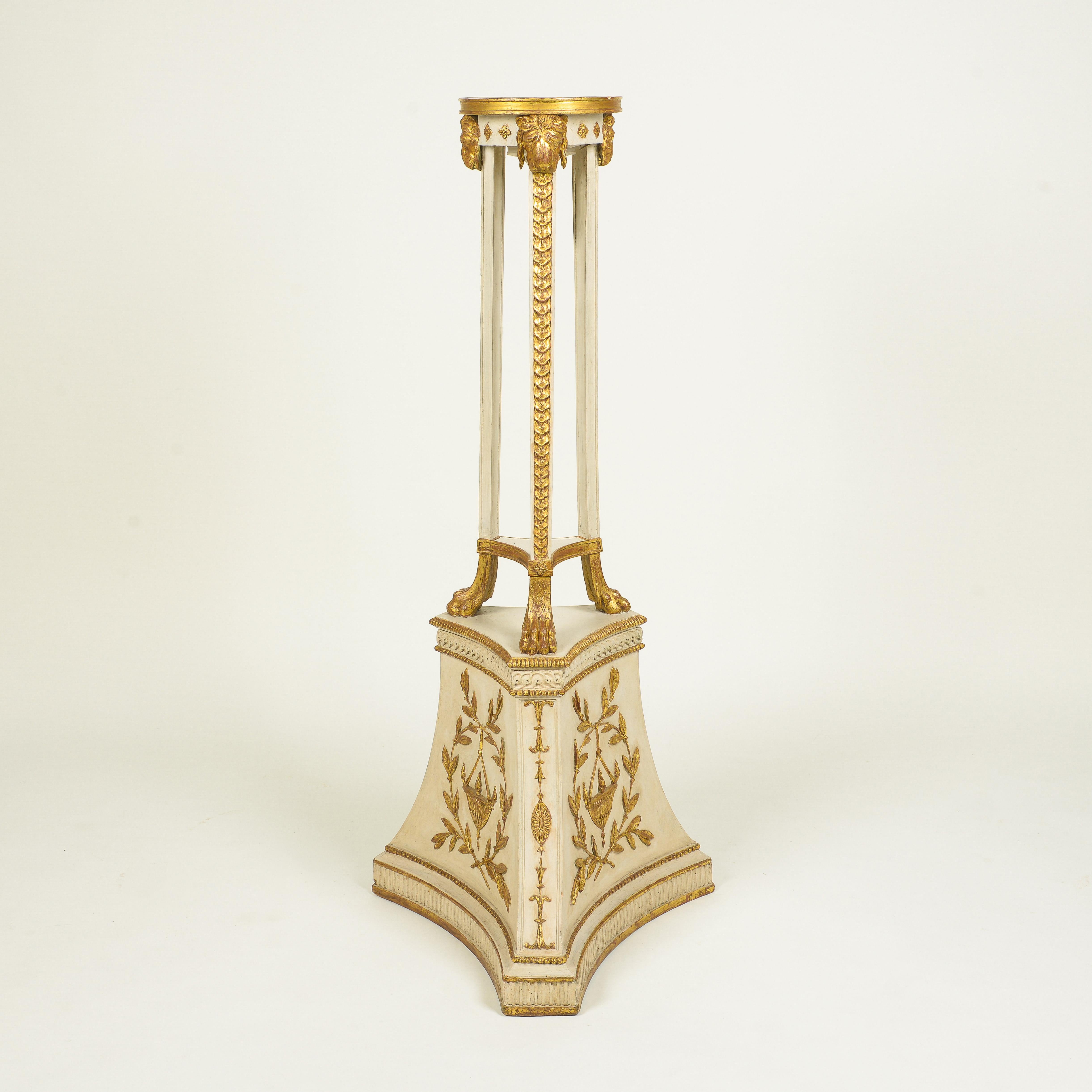 Early 19th Century Pair of Gustavian White and Parcel Gilt Torcheres For Sale