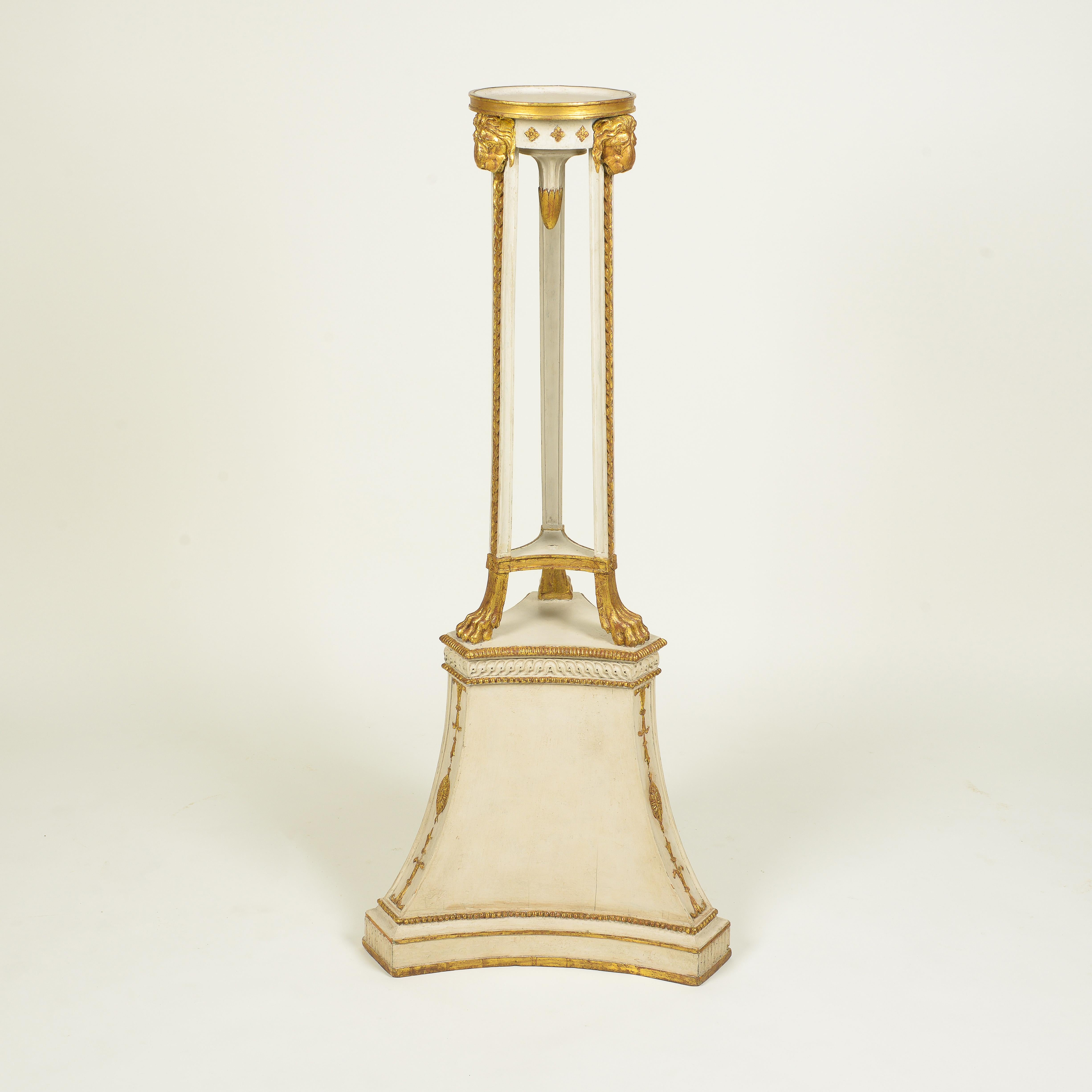 Wood Pair of Gustavian White and Parcel Gilt Torcheres For Sale