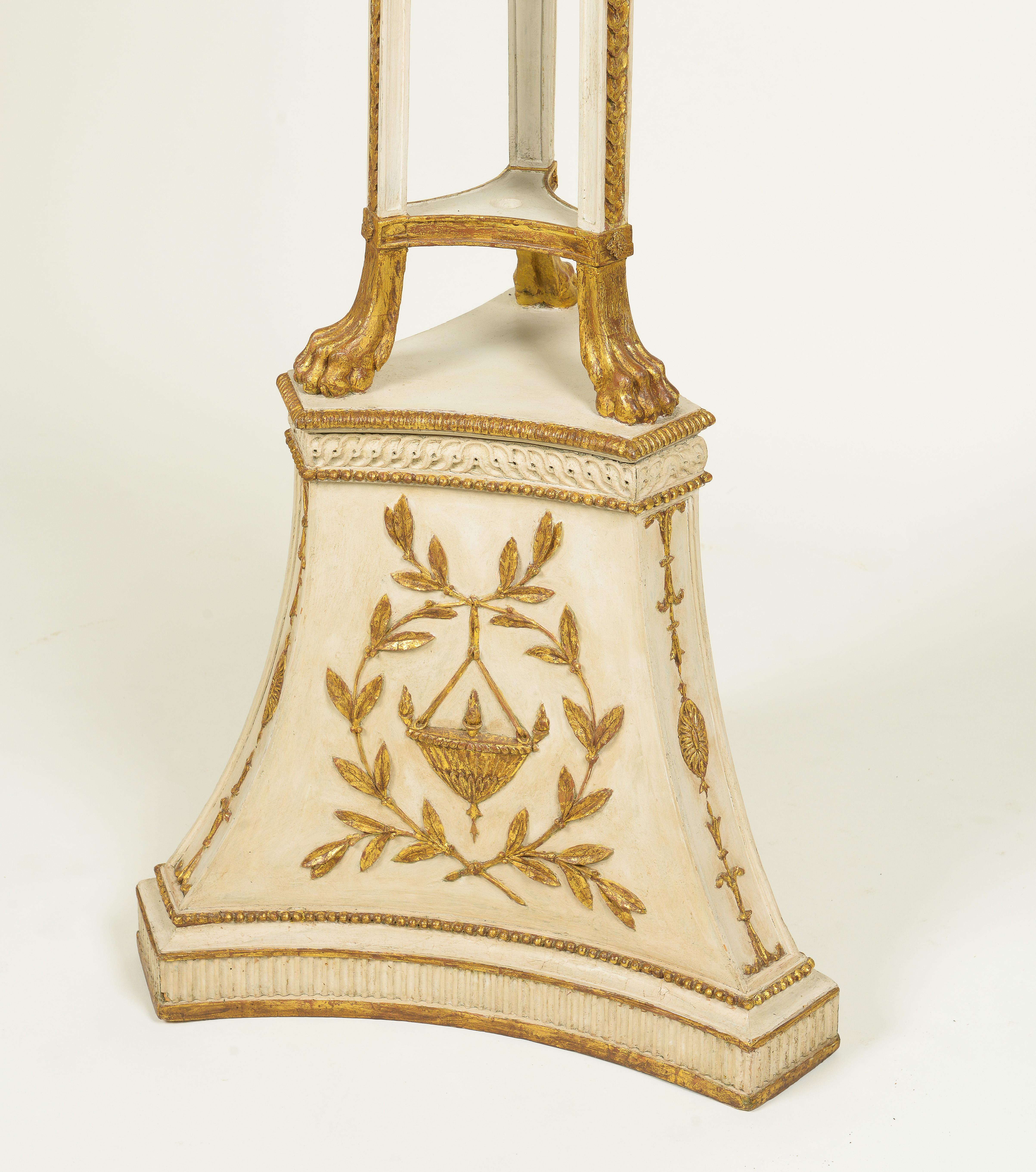 Pair of Gustavian White and Parcel Gilt Torcheres For Sale 2
