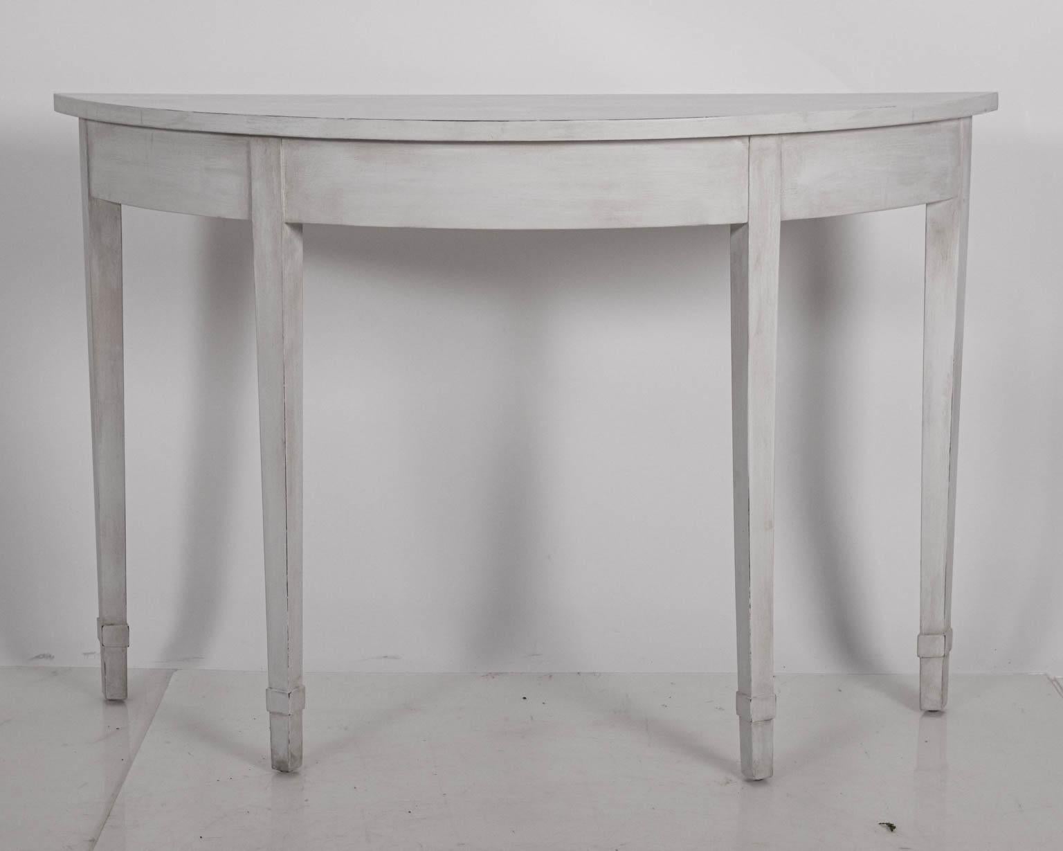 white demilune table