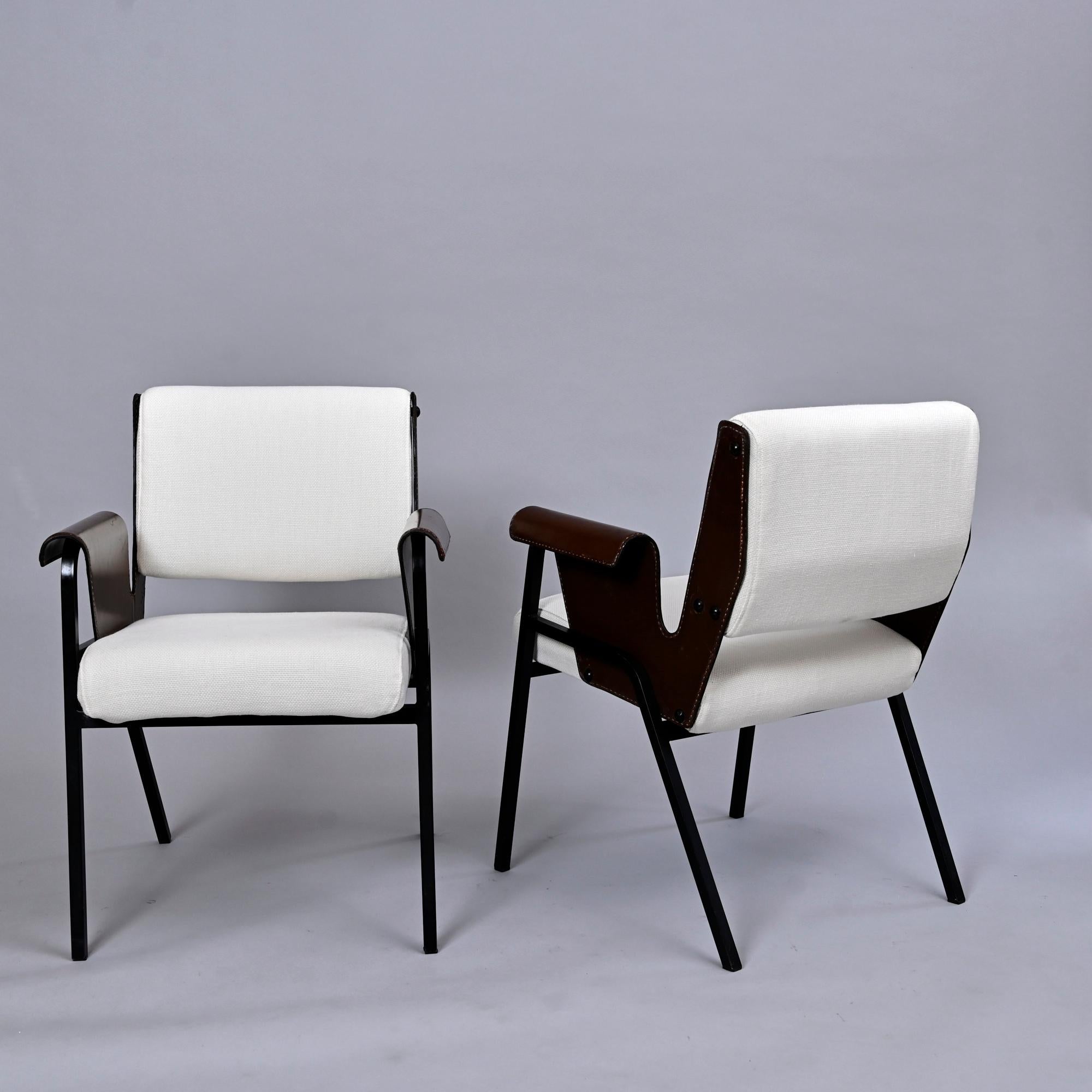 Italian Pair of Gustavo Pulitzer 'Albengo' Stitched Leather Chairs, C1950, Italy