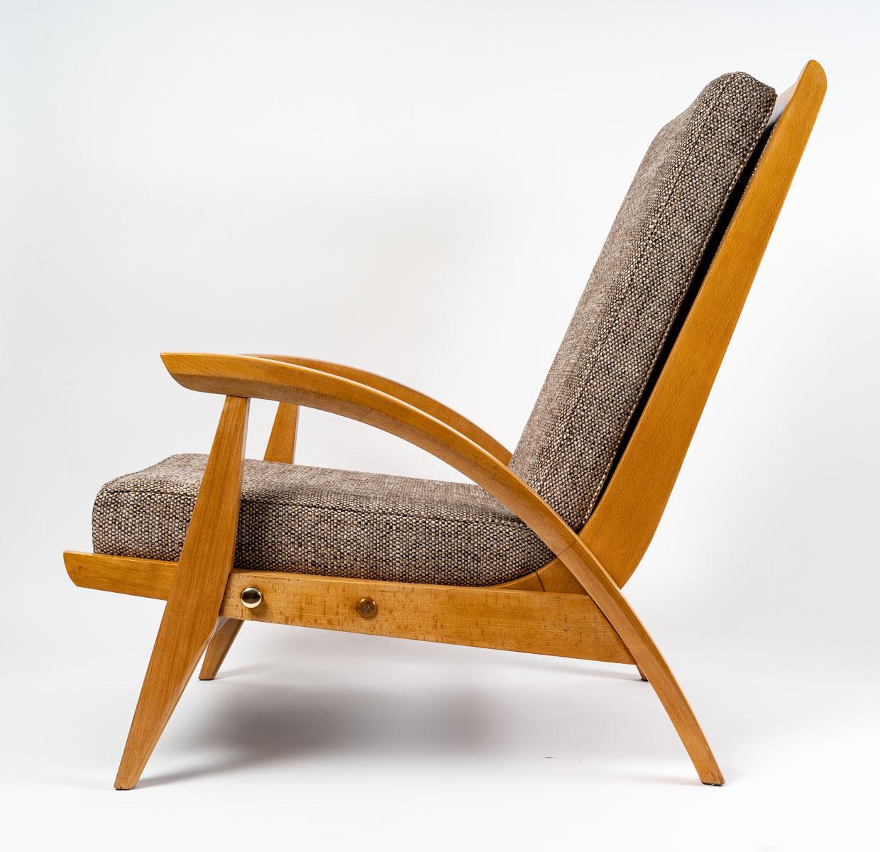 Milieu du XXe siècle Paire de fauteuils réglables Guy Besnard, FreeSpan, 1950 en vente