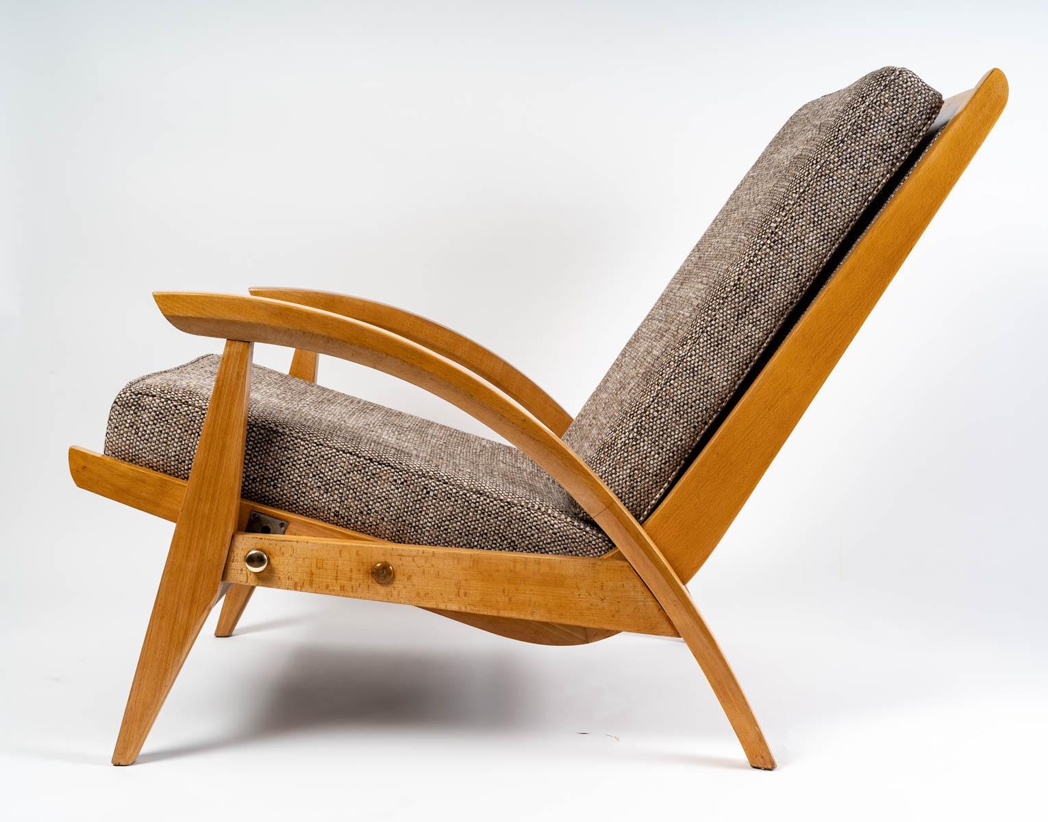 Tissu Paire de fauteuils réglables Guy Besnard, FreeSpan, 1950 en vente